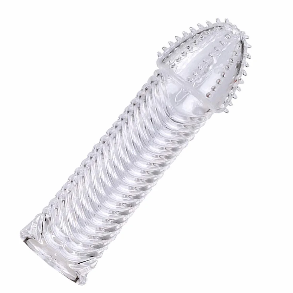 Confezione da 4 custodie spesse in silicone trasparente, riutilizzabili, per stimolazione intensiva del pene e miglioramento dell'erezione