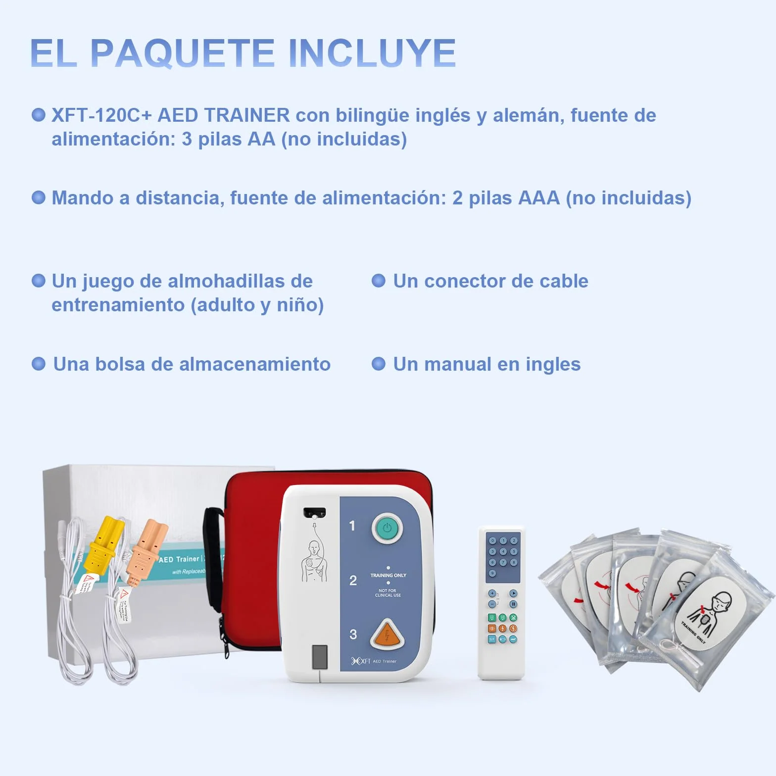 AED Trainer XFT 120C+ annunci vocali Spagnolo Inglese telecomando