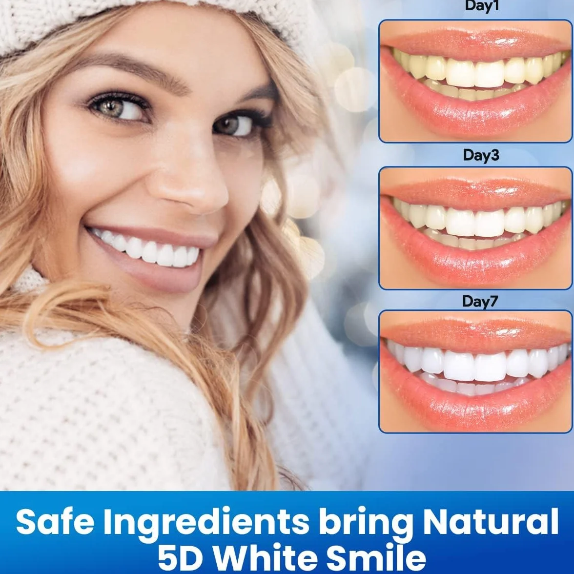 Sbiancante Denti Professionale - Strisce Sbiancanti Denti 42 Strisce, 21 Sessioni Sbiancamento Denti - Rimuove Macchie, Sicuro per Smalto