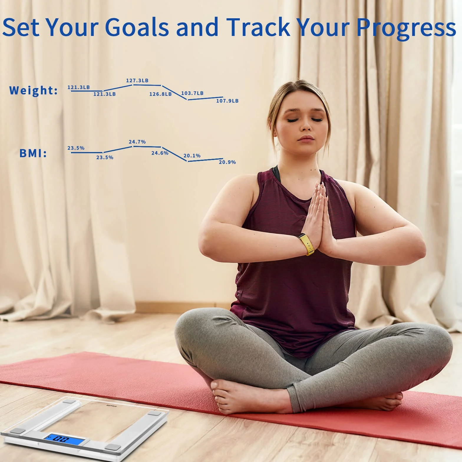 Vitafit 250kg Bilancia Pesapersone Digitale Intelligent con Peso e BMI, Professionale Bluetooth Bilancia Pesa Persona Digitale con App, vetro temperato da 8 mm con piattaforma extra larga, argento