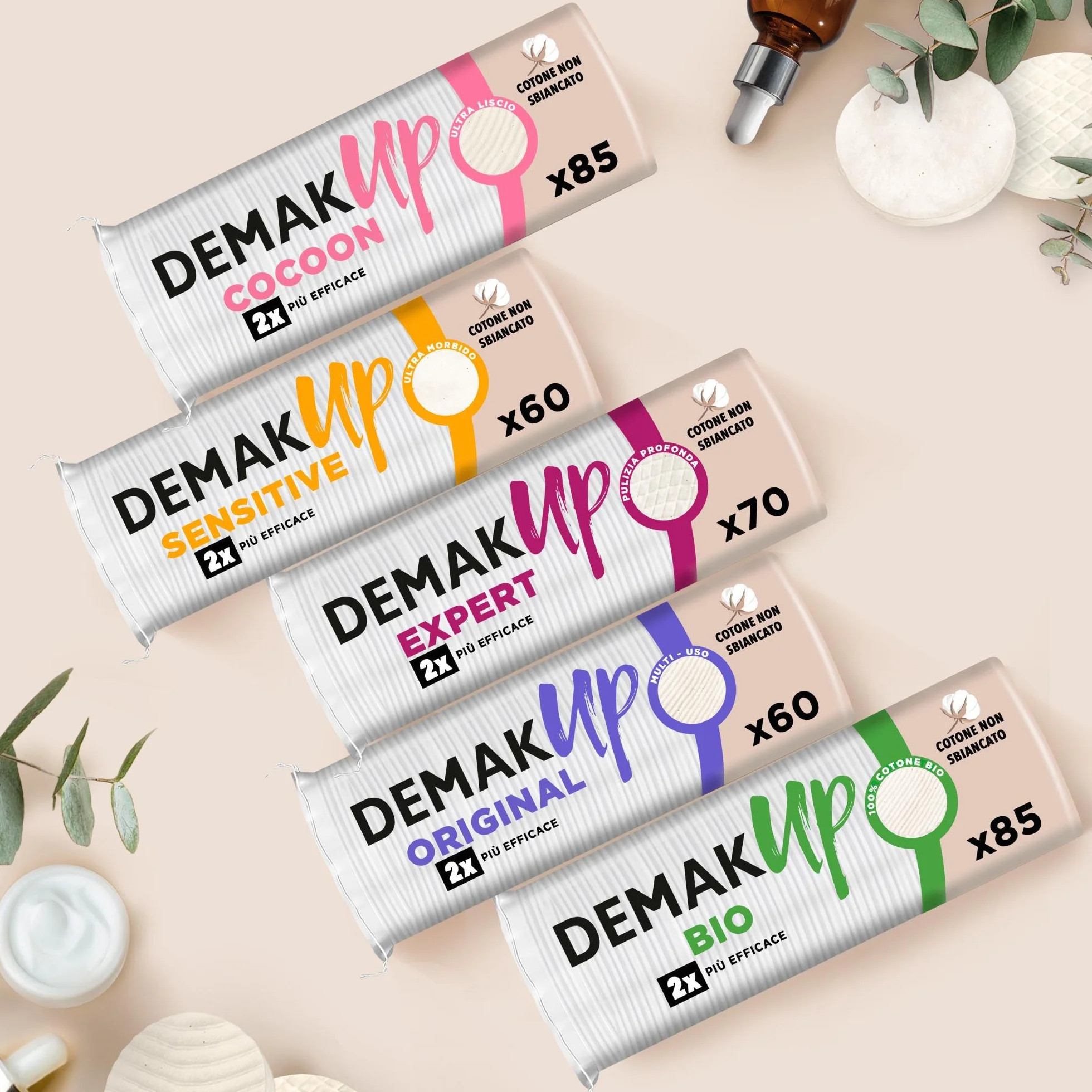 Demak'up Sensitive dischetti struccanti in cotone Maxi Formato 256 sztuk
