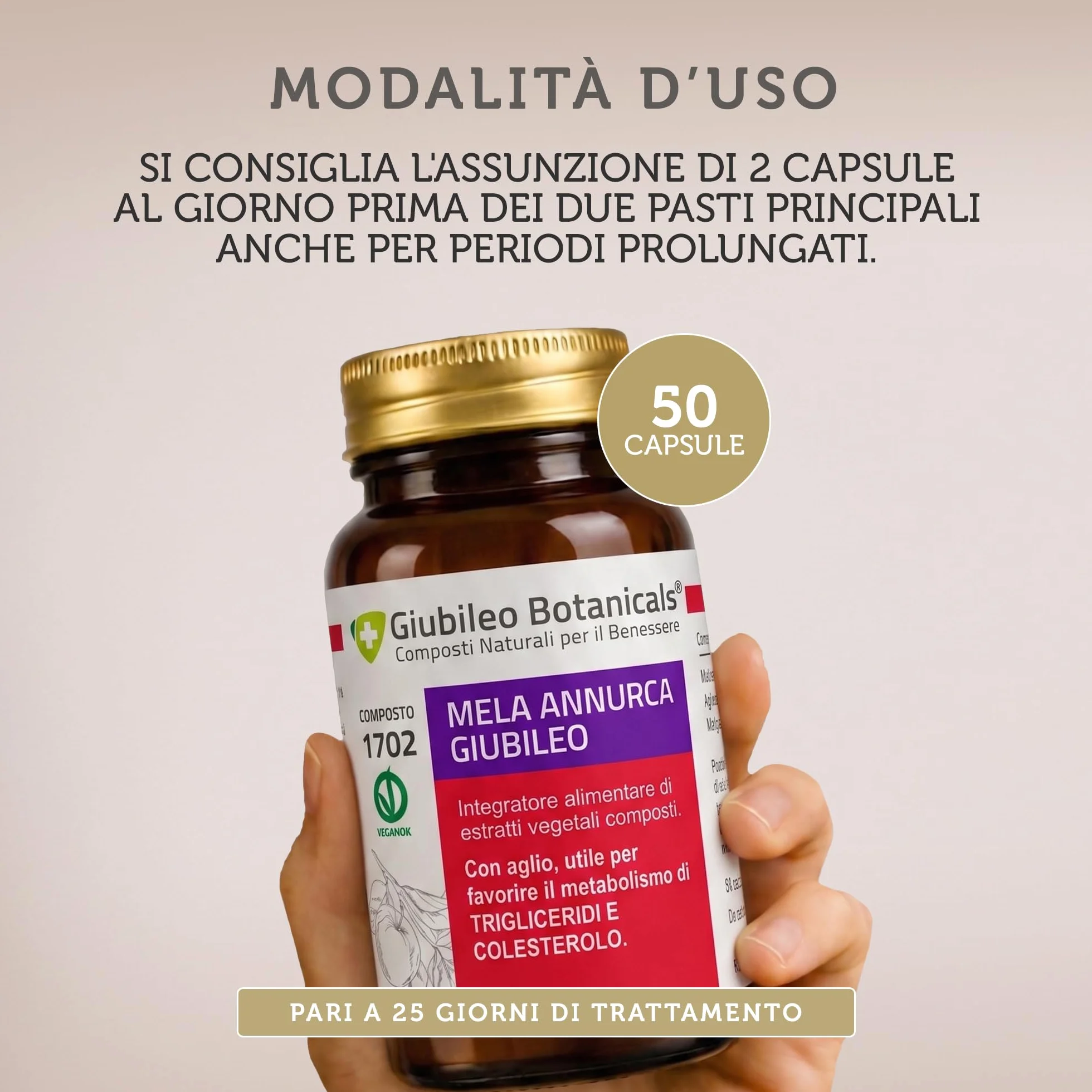 Integratore 100% naturale con MELA ANNURCA Aglio e Melograno - BENESSERE CARDIOVASCOLARE - 50 Capsule