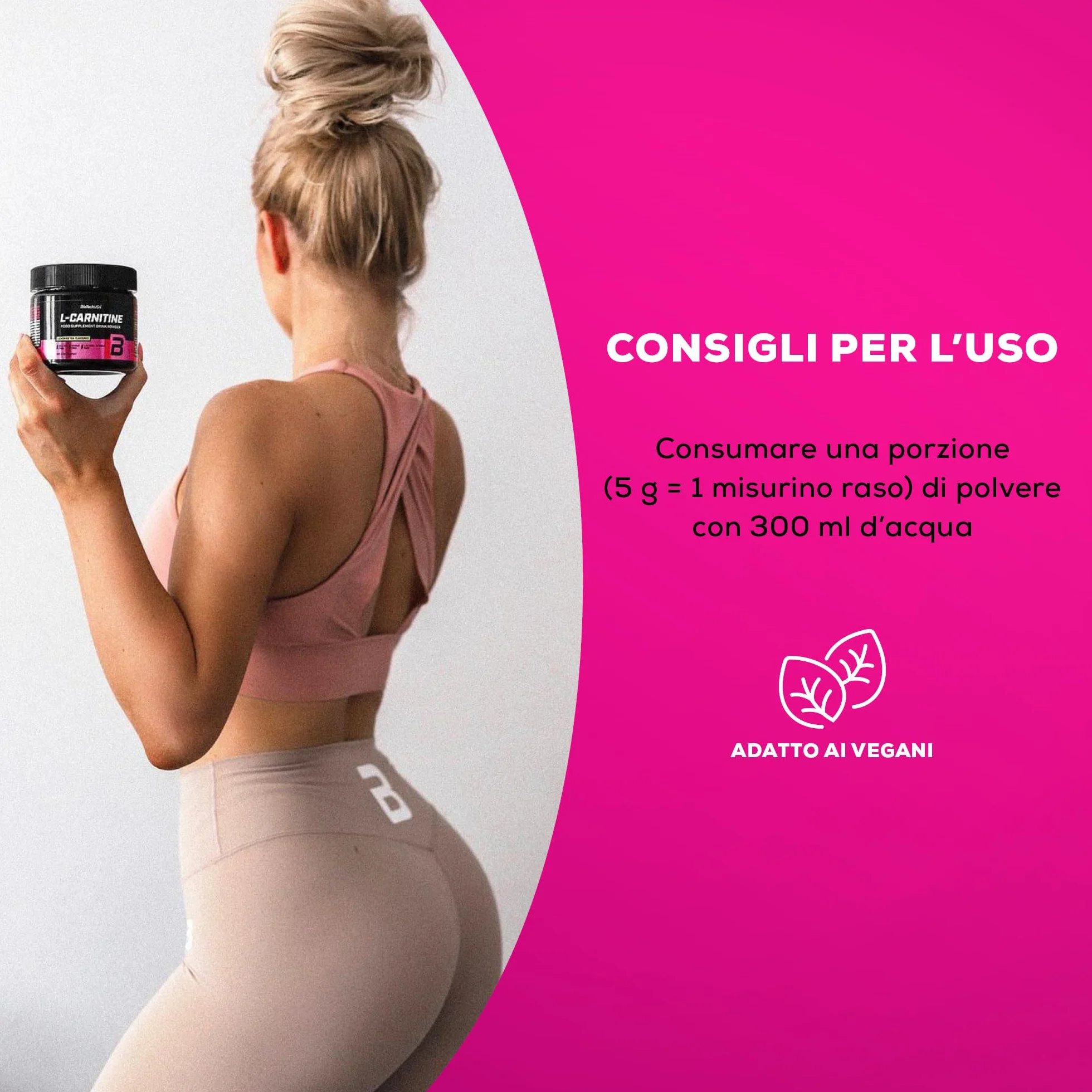 BioTechUSA L-Carnitina Drink Powder | 2.000mg/serving | Vegan, Senza Glutine, Senza Zucchero | Aumenta il Metabolismo e l'Energia, 150 g, tè freddo al limone