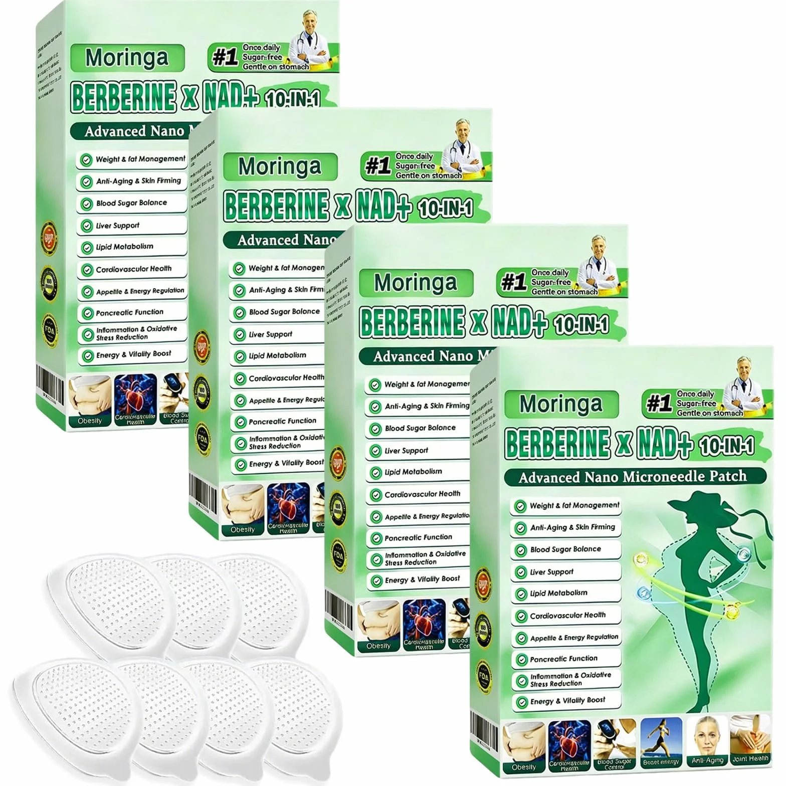 28 Pezzi 10-in-1 Cerotti Dimagranti Patch Moringa Berberina Cerotto Dimagrante Potente Cerotti Zero Pancia