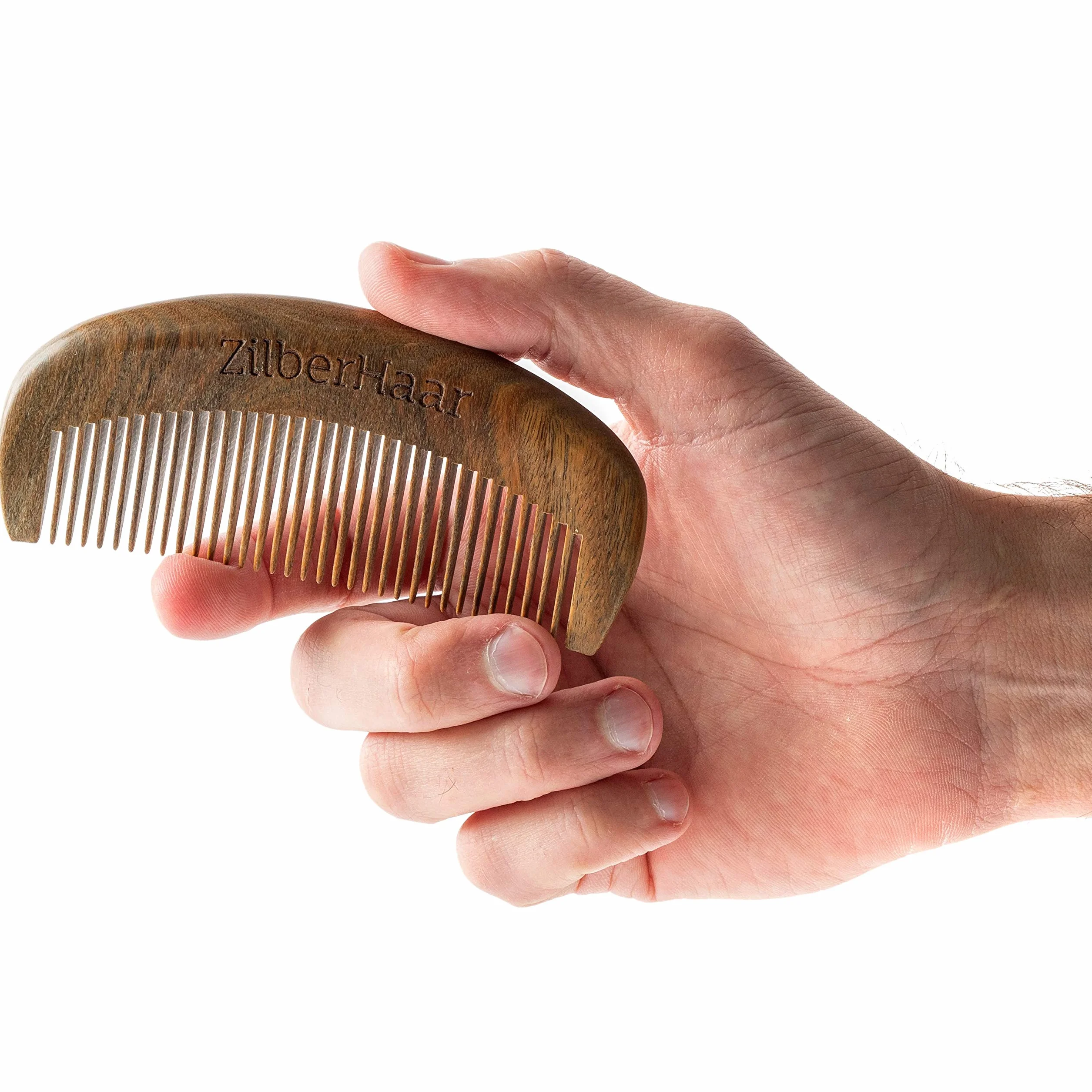 ZilberHaar - Pettine da Barba - 100% Legno di Sandalo Profumato - Accessorio Essenziale per la Cura della Barba per Uomo, Liscia la Barba senza Elettricità Statica - Pettine Fatto a Mano