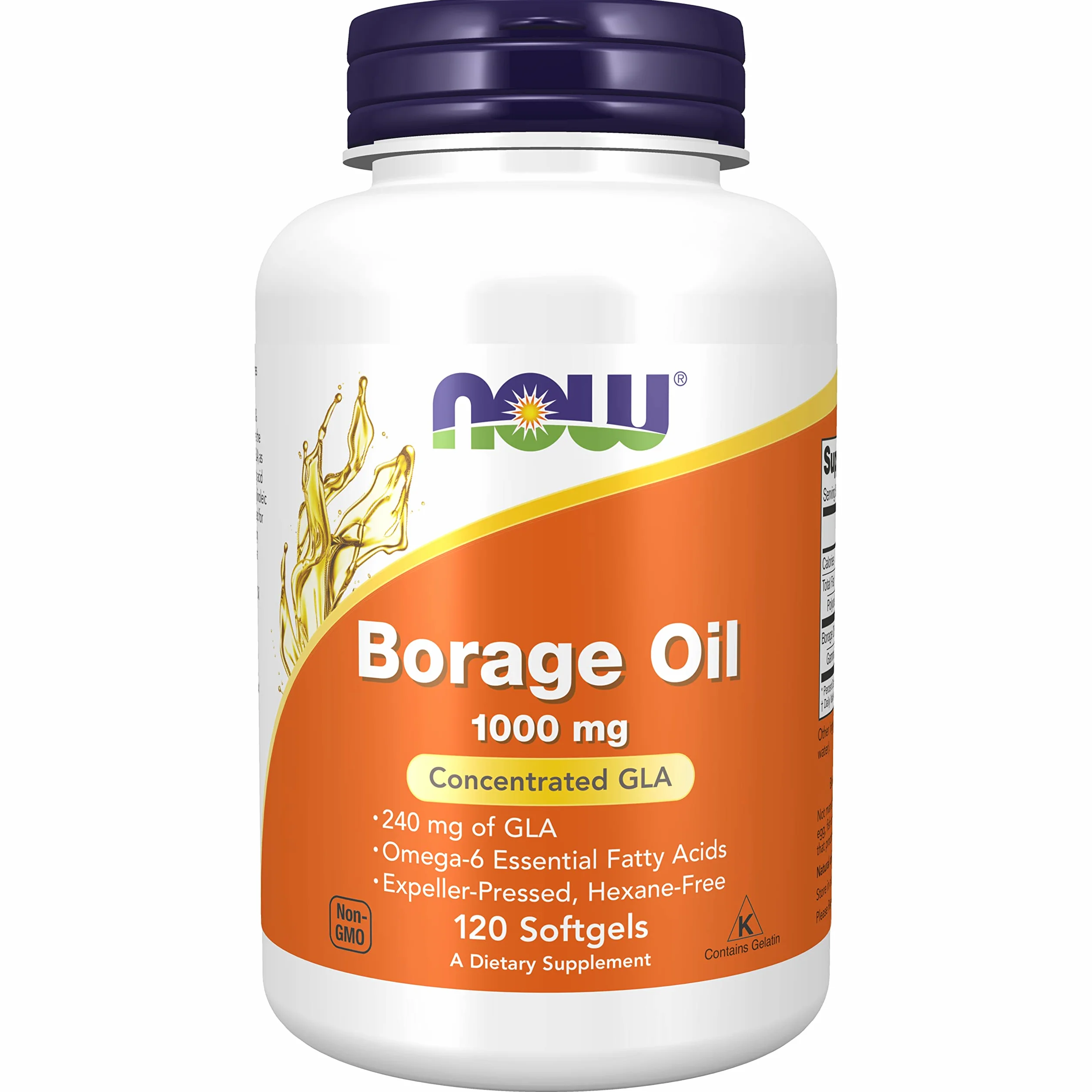 Now Foods Borage Oil 1000mg 120 Softgels Non-GMO Senza Glutine
