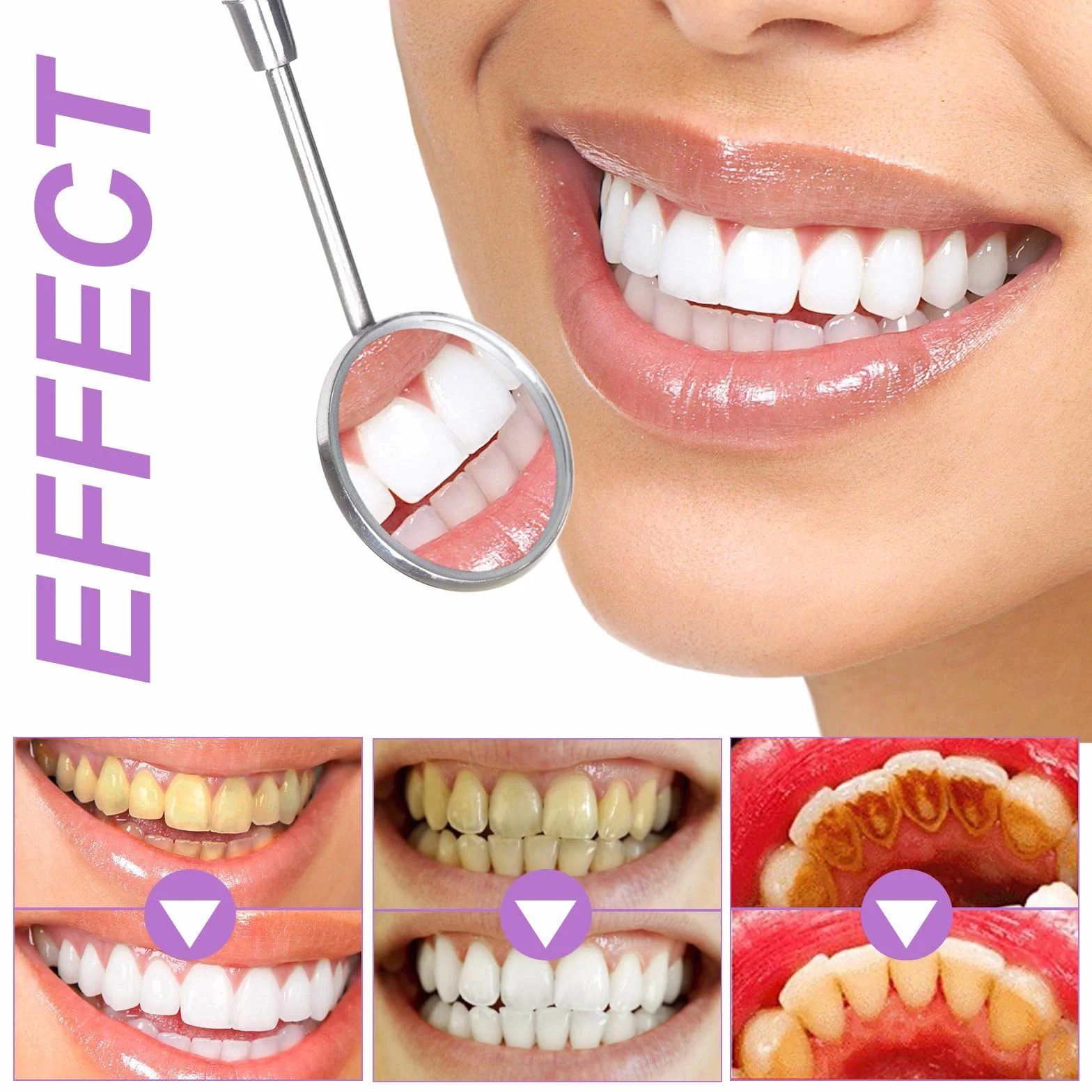 Strisce Sbiancanti per la Cura Dello Smalto, Whitening Teeth Strips, Sticker di Pulizia Viola, Rapida e Delicata la Pulizia dei Denti, Rimuove Efficacemente le Macchie dei Denti, Illumina i Denti