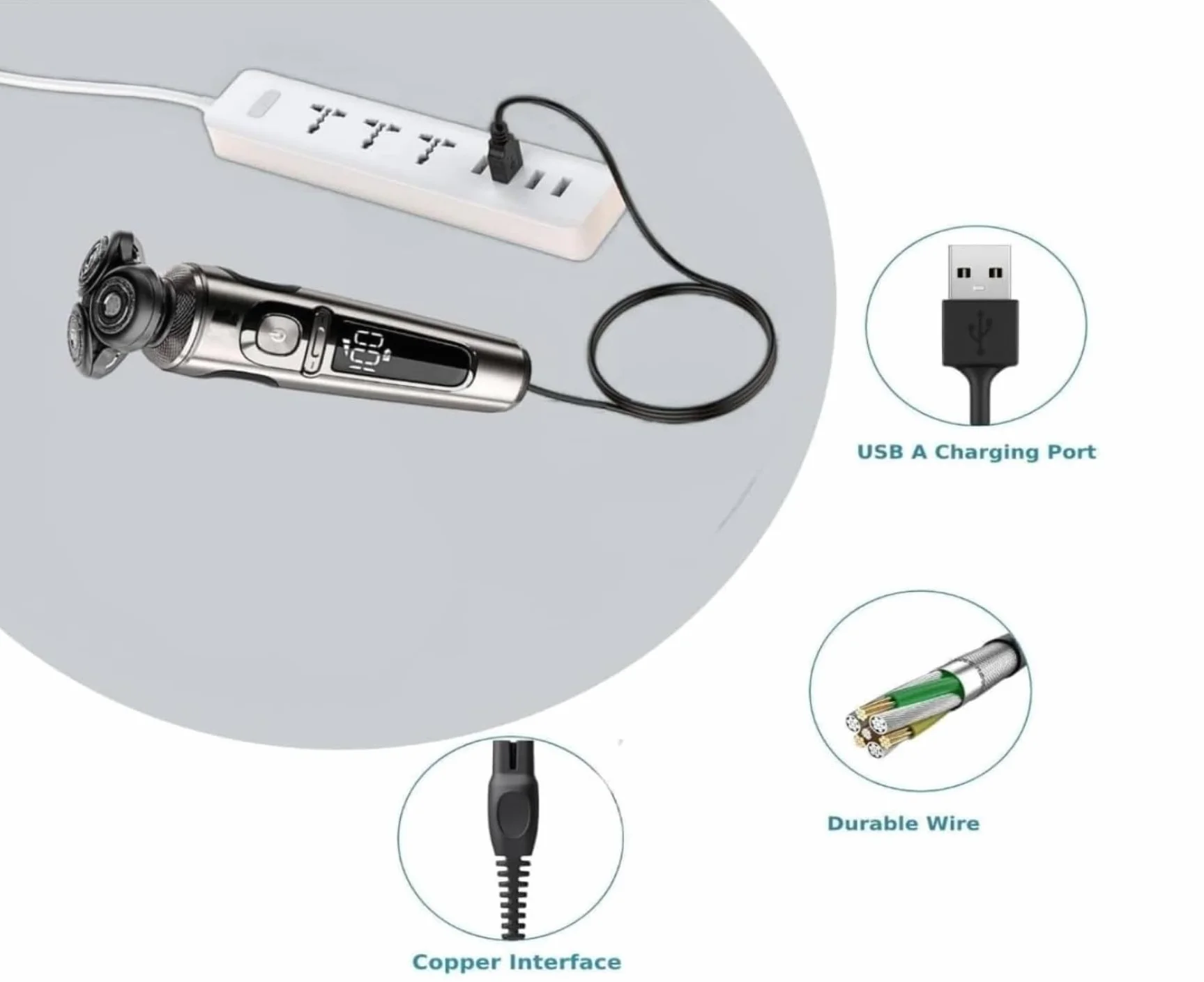 Philips Cavo di Ricarica USB 5V compatibile OneBlade Pro 360 QP2724 QP2720 QP2734 QP2824 QP4530 QP4631