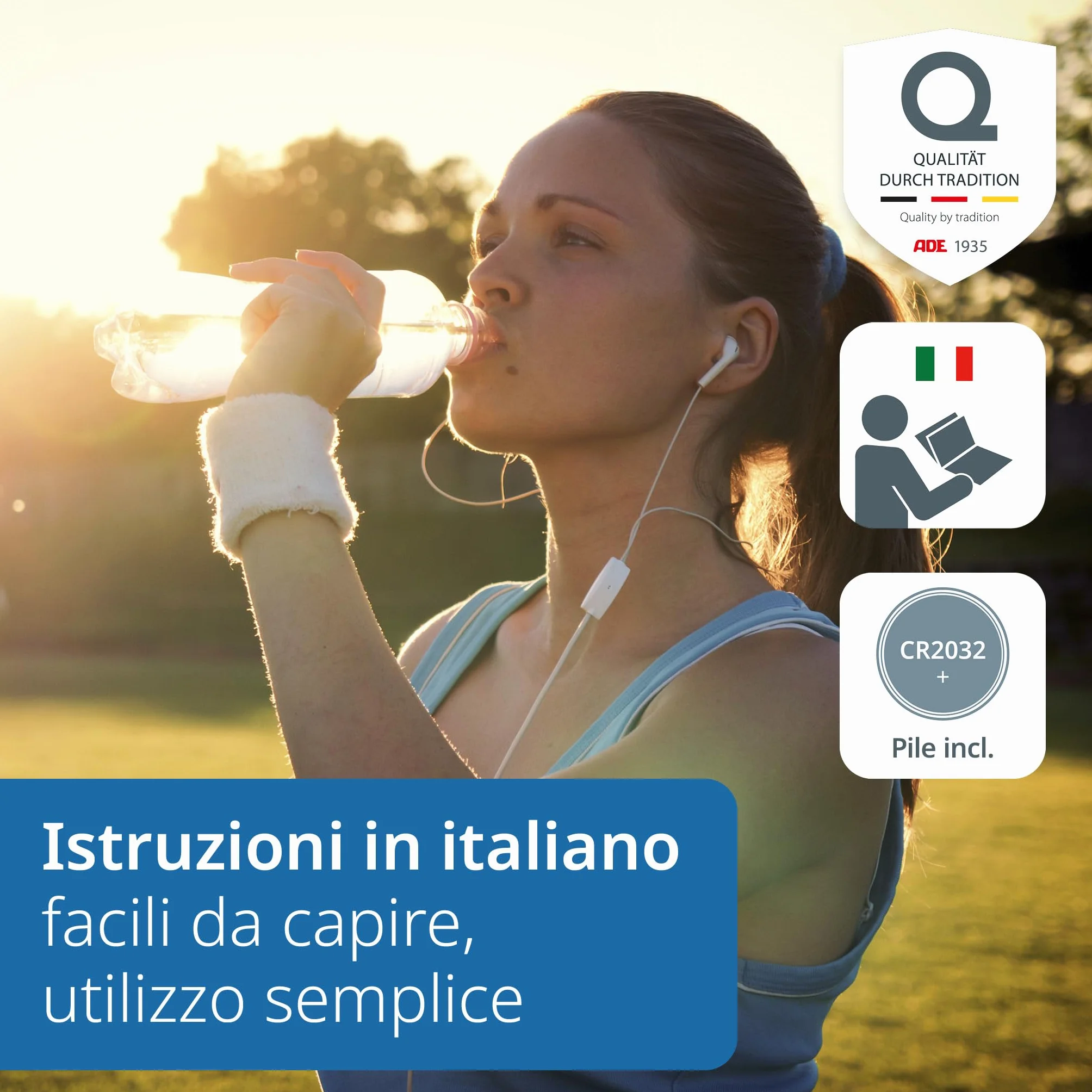 ADE Bilancia pesapersone digitale in accogliente look legno | ampio display | superficie di pesatura antiscivolo in vetro di sicurezza | risultati di pesatura accurati | fino a 180 kg