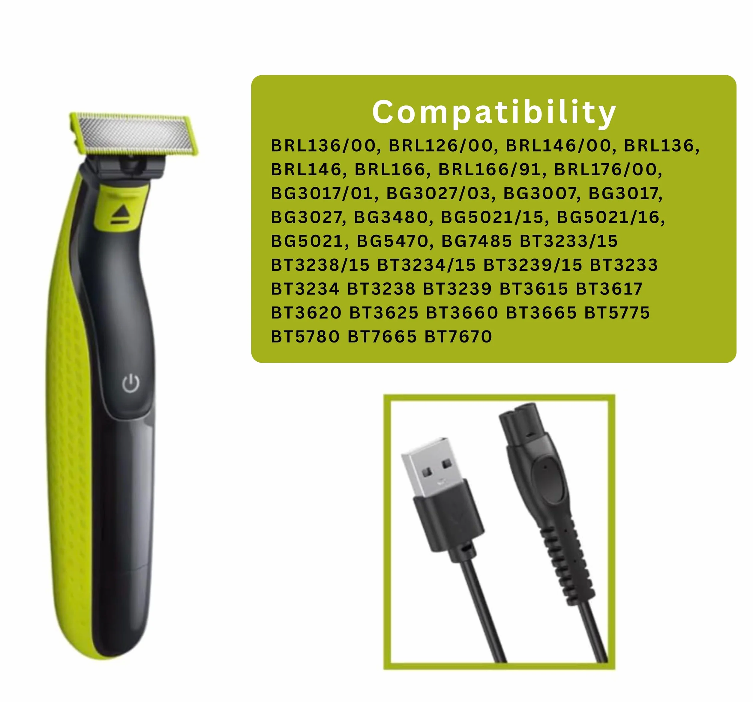 Philips Ricambio Cavo USB 5V 100cm per Rasoio Elettrico Bodygromm