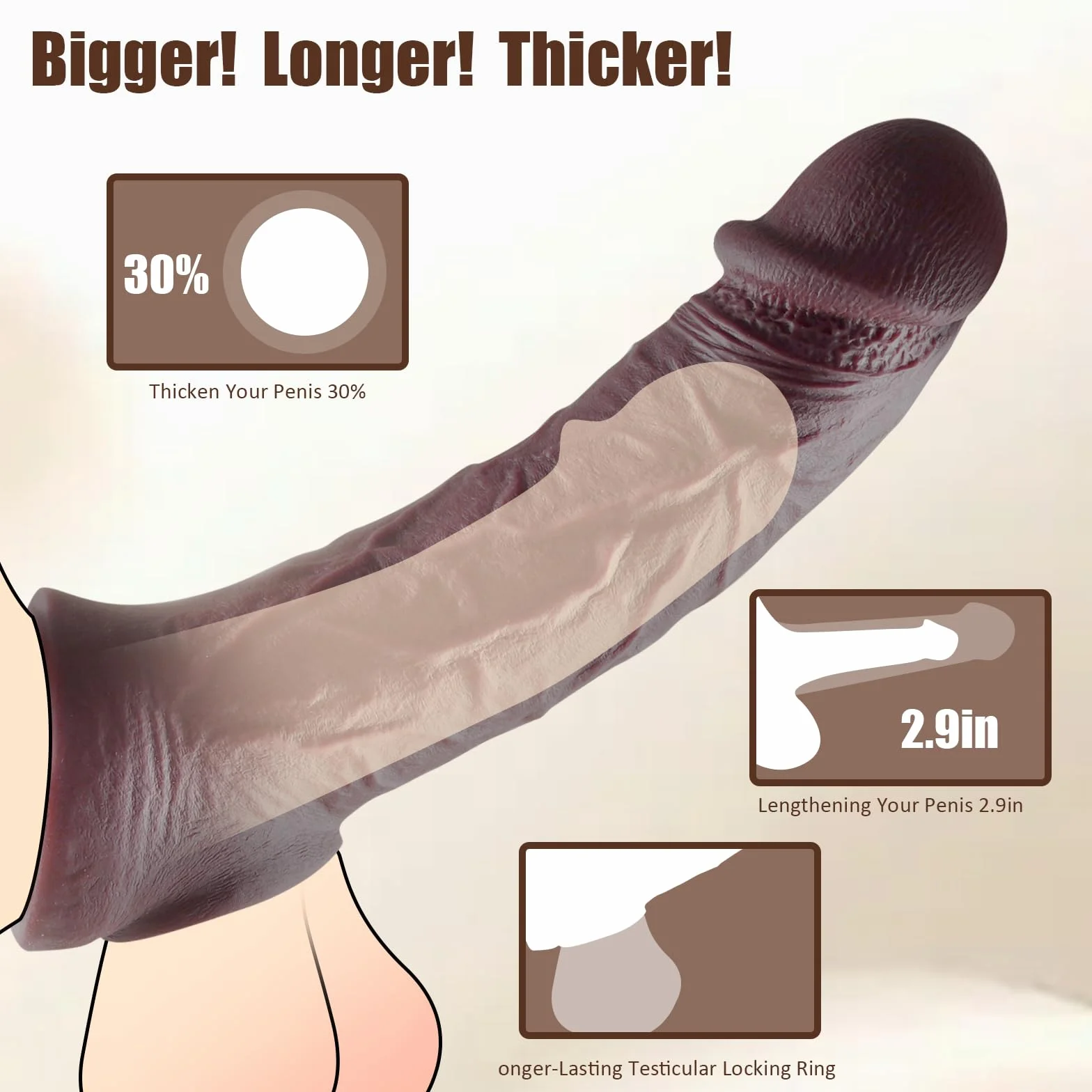 Guaina per pene, Sex Toy Guaina Fallica Realistico Prolunga Pene Indossabile Uomo, Toys Sessuali per Uomini Guaine e Prolunghe, Sex Toys per Coppie Donna