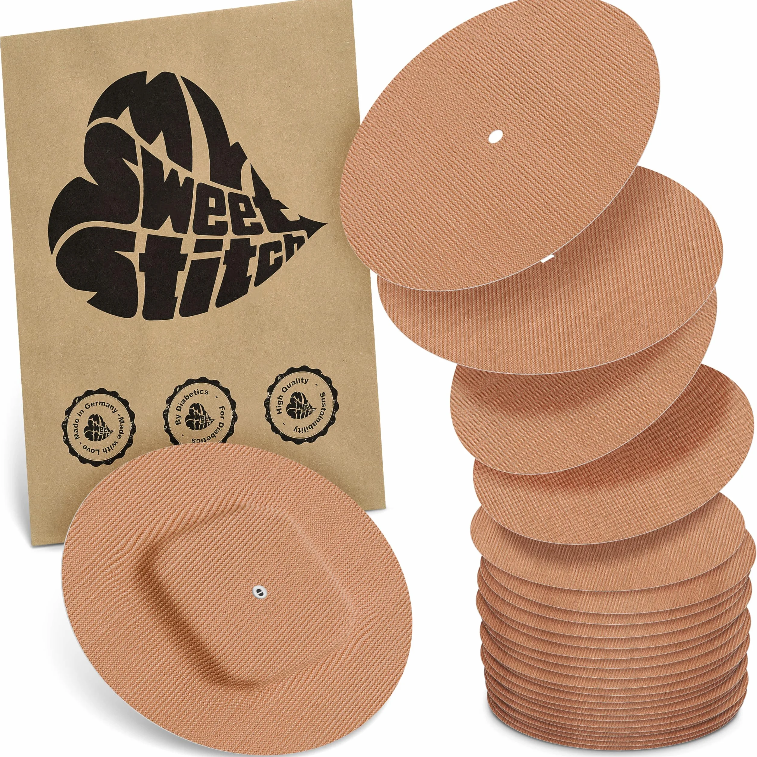 MySweetStitch – 10–25× Cerotto Simplera rotondo, overpatch Ø 70 mm, delicato sulla pelle, impermeabile e traspirante (Beige, 25)