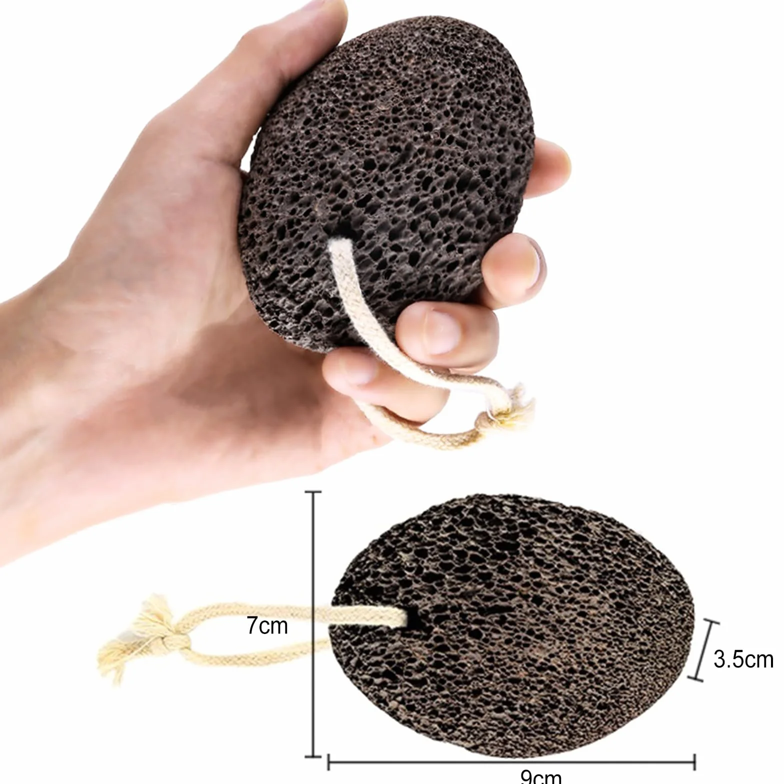 PHOGARY Pietra Pomice Naturale 1 Pezzi Cura del Piede Rimozione Calli e Peeling Piedi Esfoliazione Pelle Morta Nero