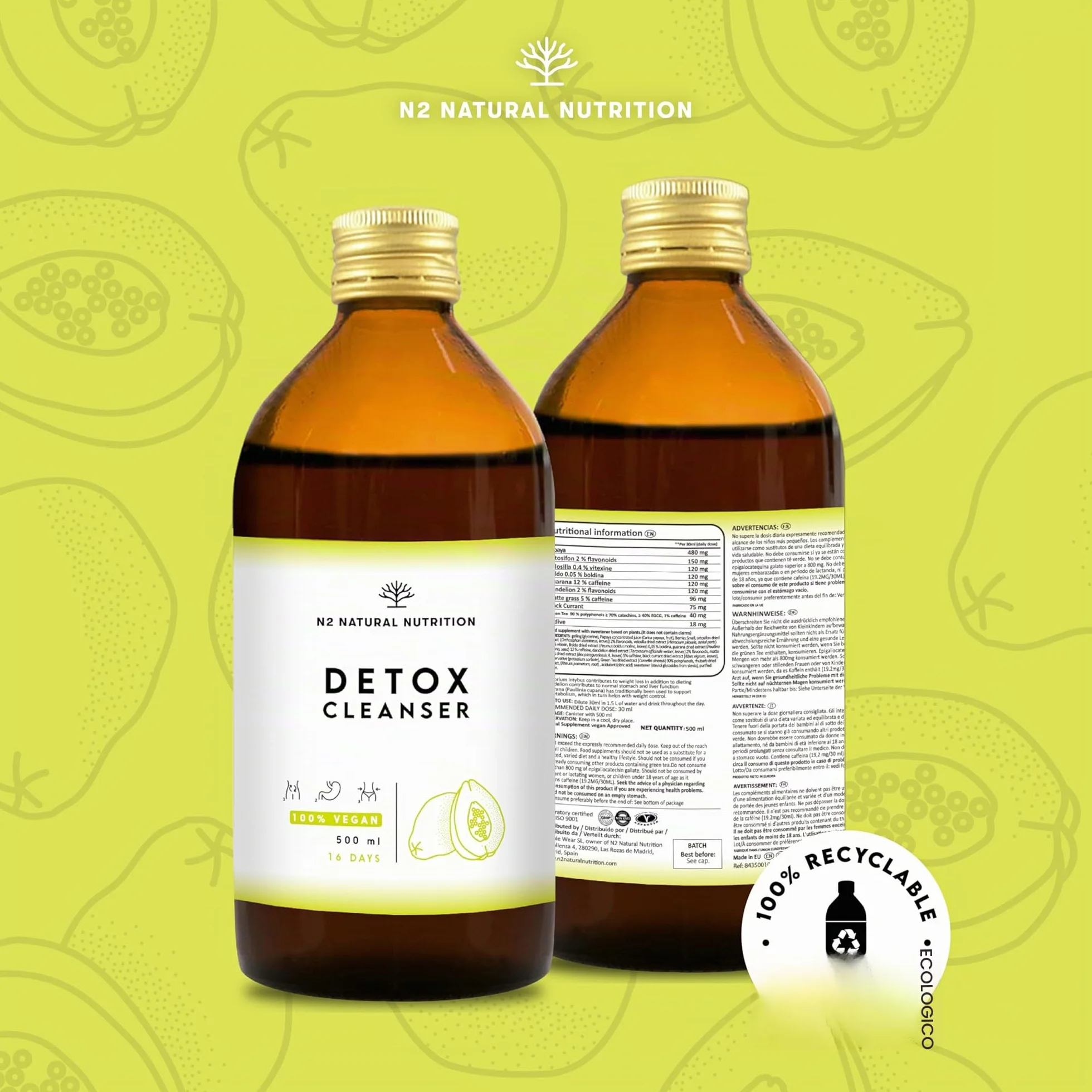 N2 Natural Nutrition DETOX Formula Liquida Tè Verde 500 ml