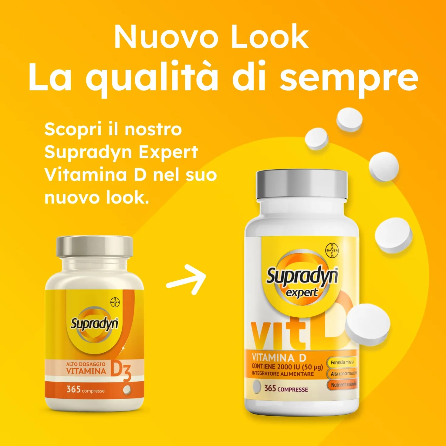 Supradyn Expert Vitamina D3 2000 UI (50 μg) - 365 compresse per 1 anno - Integratore di vitamina D ad alto dosaggio - Supporto per ossa, muscoli, denti e sistema immunitario - Vegetariano