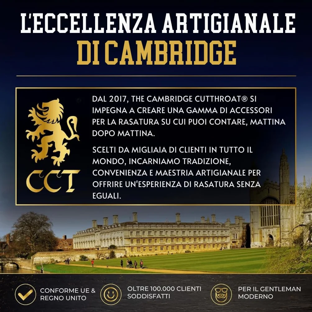 Pennello da Barba The Cambridge Cutthroat Vegana Setole Sintetiche di Tasso Regalo per Rasatura da Uomo Pennello Barba Premium in Legno e Acciaio Inossidabile