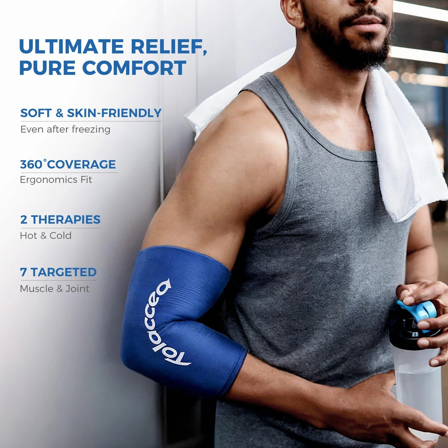 Manicotto di Compressione in Gel Riutilizzabile Terapia Calda e Fredda Impacchi di Ghiaccio Flessibili (Blu, Medium 13''-16'')