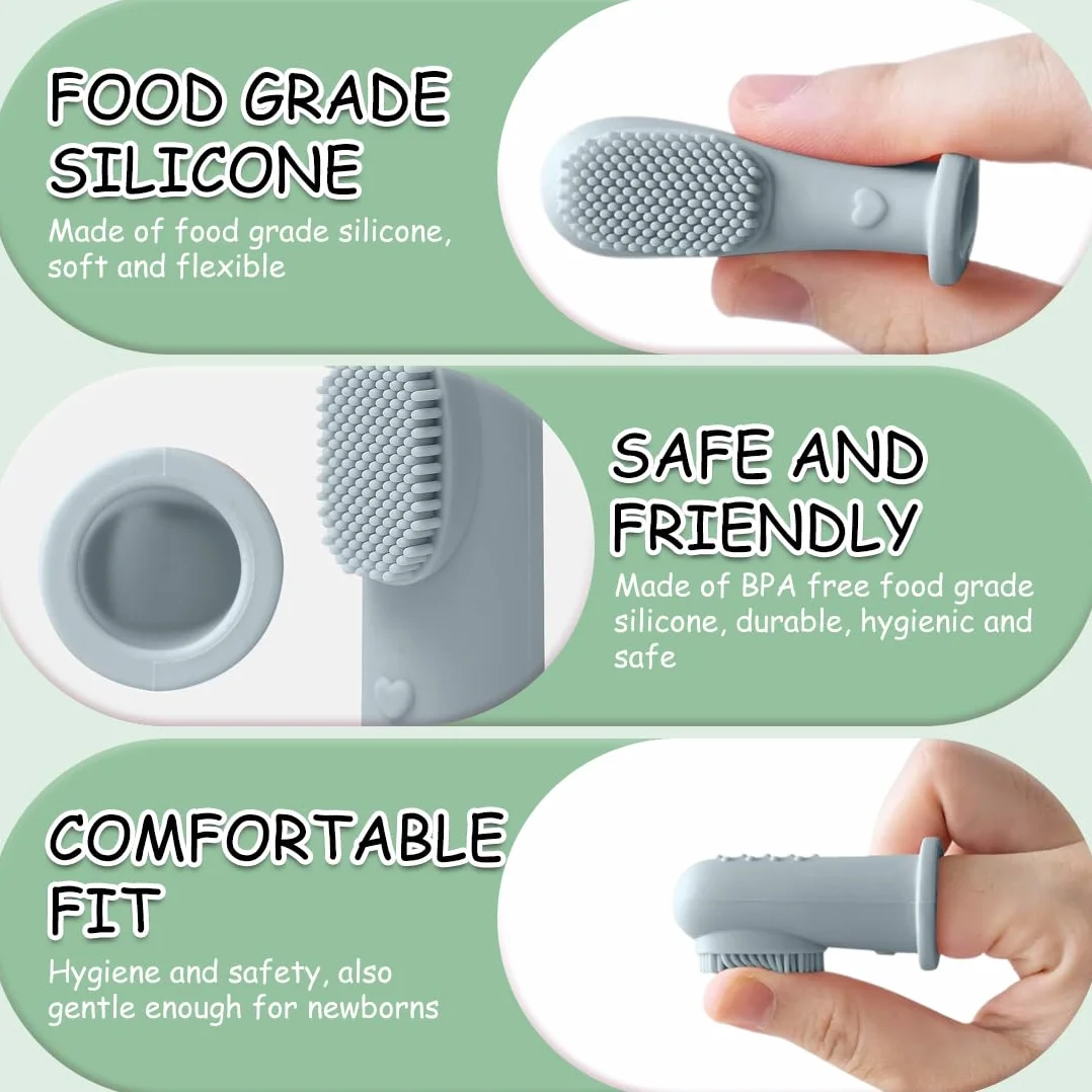 4 Pezzi Spazzolini da Dito in Silicone per Bambini, Spazzolino Neonati e Spazzolino Silicone per la Prima Igiene Orale, Massaggio Gengivale e Dentizione