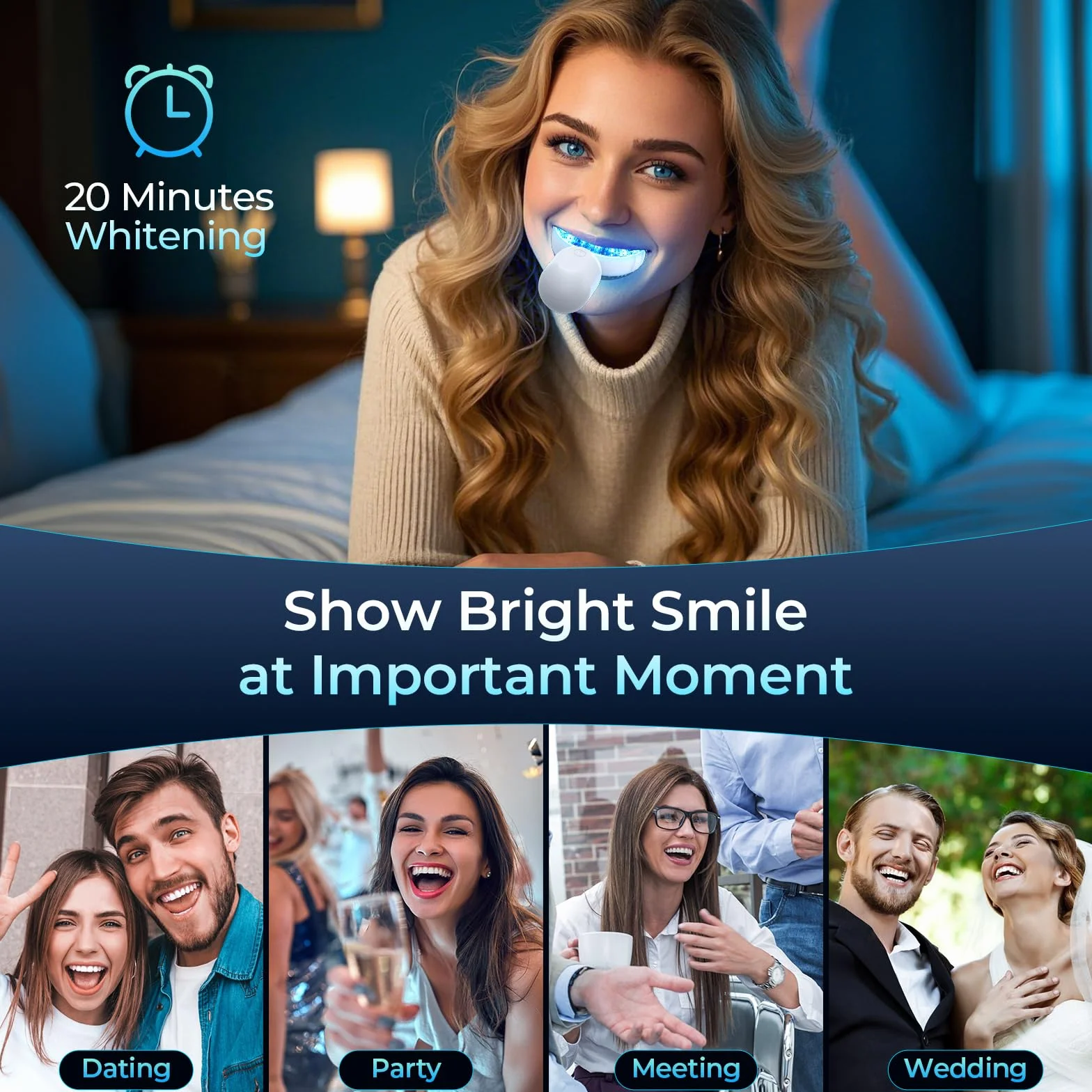 Kit Sbiancante Denti Professionale Sbiancamento Denti - TeethBliss kit sbiancante denti con Lampada LED 32X Elimina le Macchie 3 Gel Sbiancante Denti Sicuro per lo Smalto