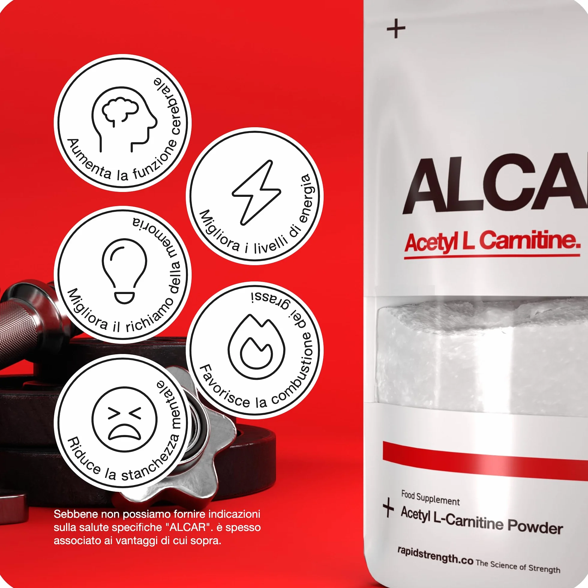 Acetil L Carnitina ALCAR in polvere - Migliora il livello di energia e favorisce le prestazioni negli esercizi.