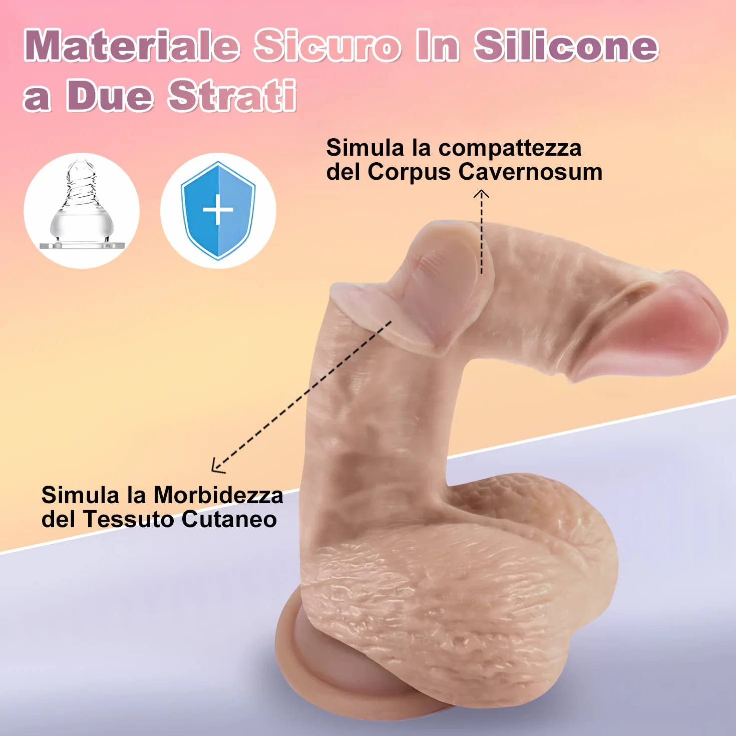 Dildo Realistico in Silicone 18cm Pene Squirting Sex Toys per Donna Uomo Coppia