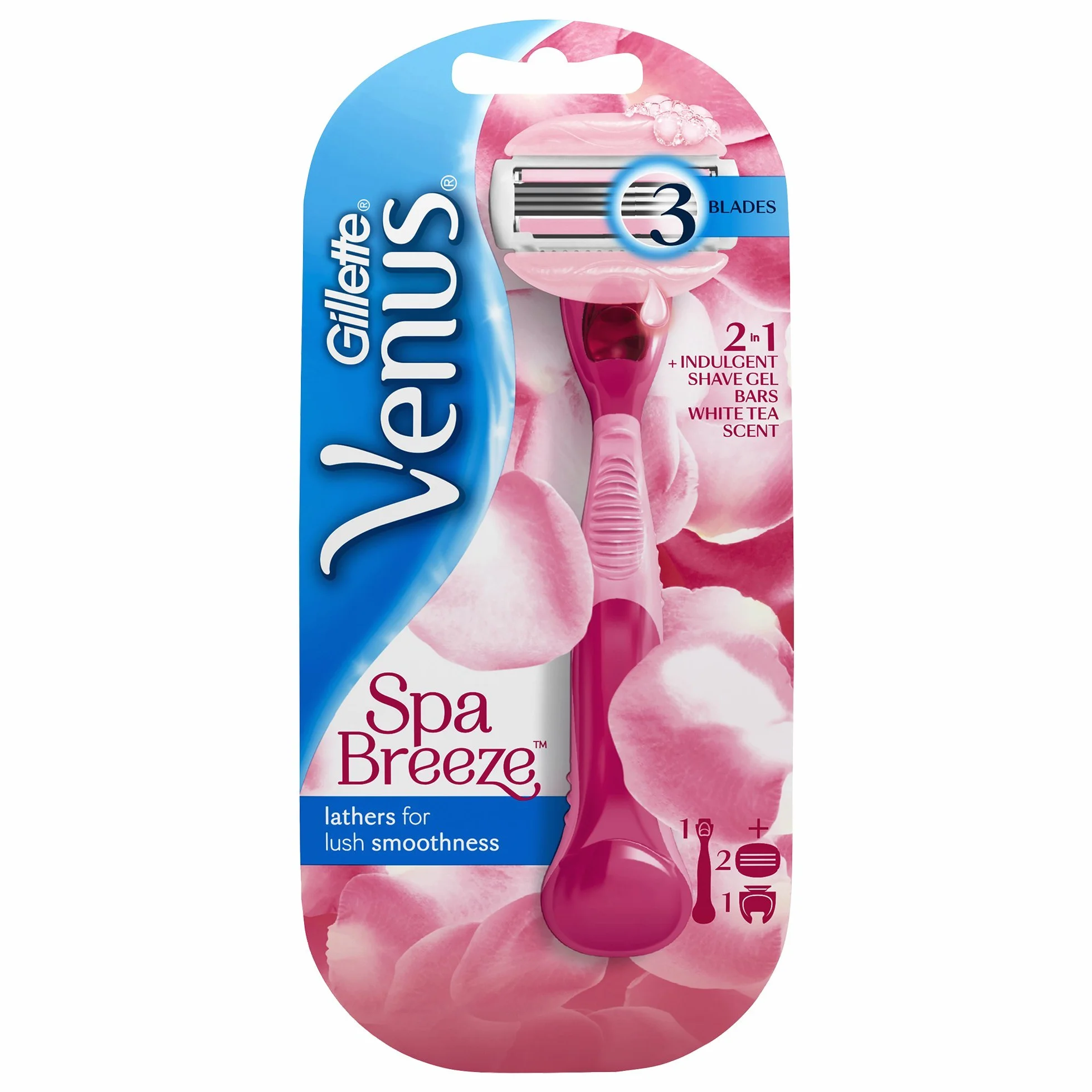 Gillette Venus ComfortGlide Spa Breeze rasoio da donna manico riutilizzabile set 2 ricariche 3 lame