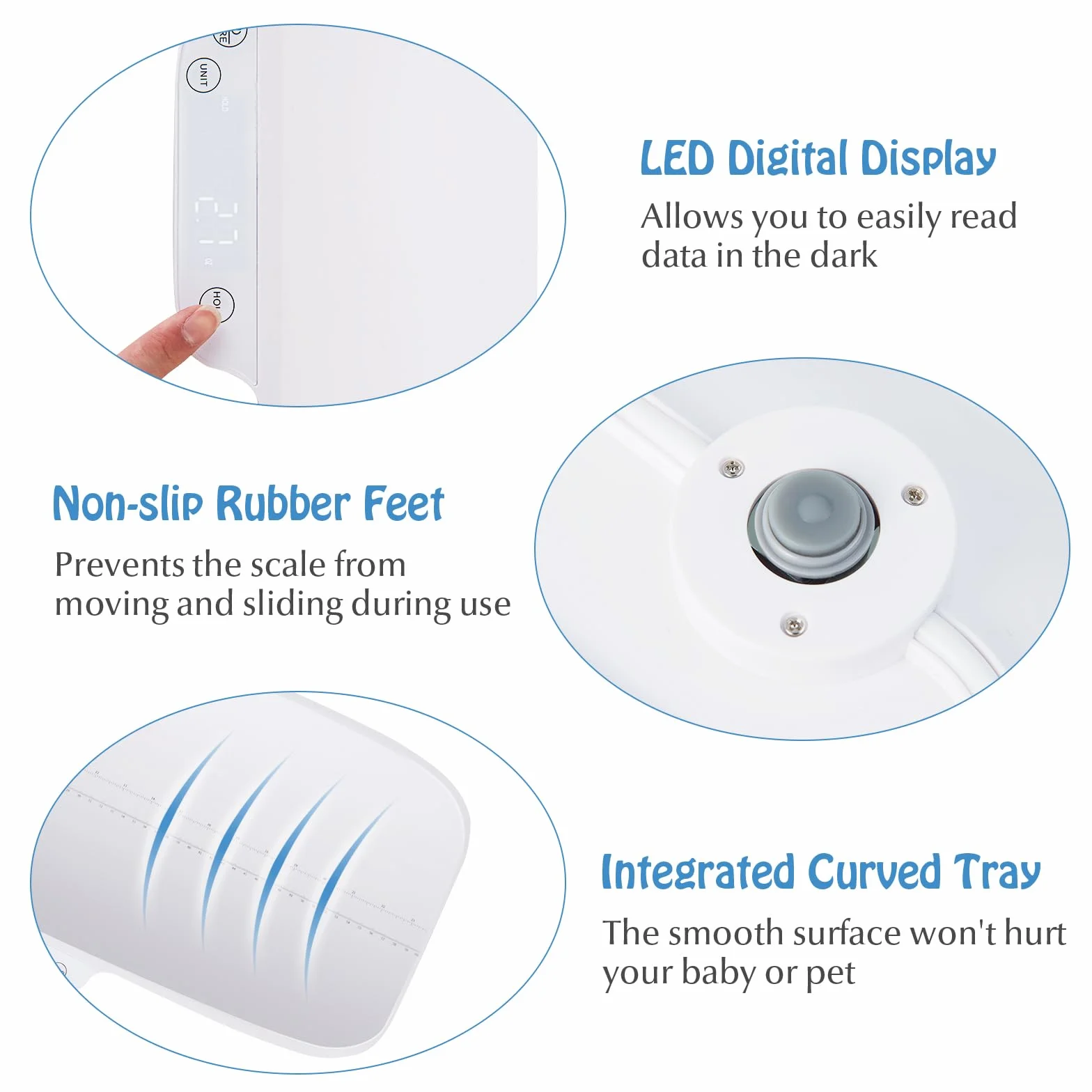 LIFEZEAL Bilancia Neonati 30kg con Misura Altezza, Schermo LED, Tare, Antiscivolo