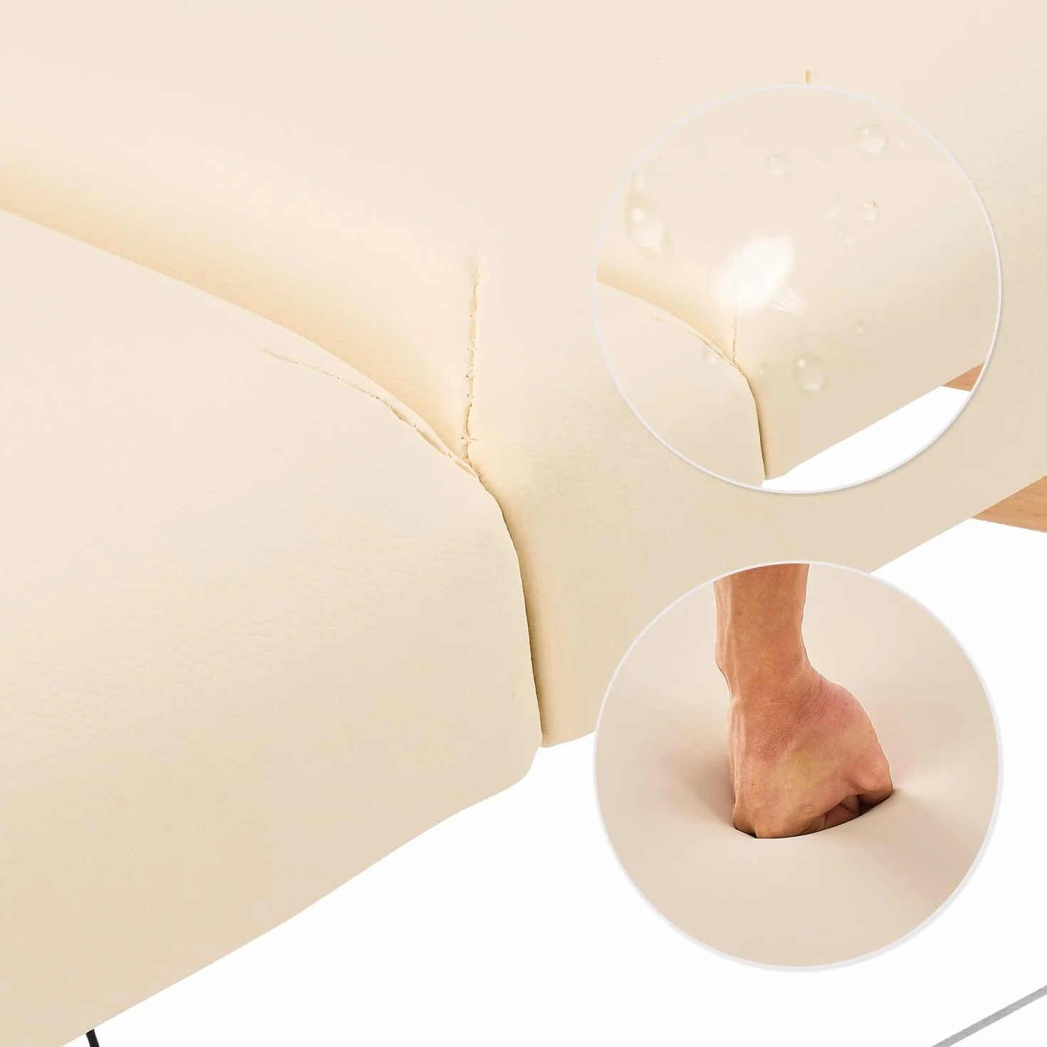 YOUNIKE Lettino Massaggio Portatile Pieghevole 186x60 cm Legno Faggio 2 Zone 250 kg Altezza Regolabile Poggiatesta Braccioli Rimovibili Beige