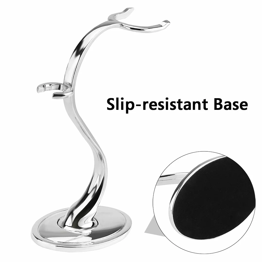 Linkidea Supporto per Rasoio, Porta Pennello da Barba in Lega di Zinco con Base Antiscivolo, Kit Rasoio di Sicurezza per Doccia e Bagno, Compatibile con Vikings Blade the Chieftain (Cromato)
