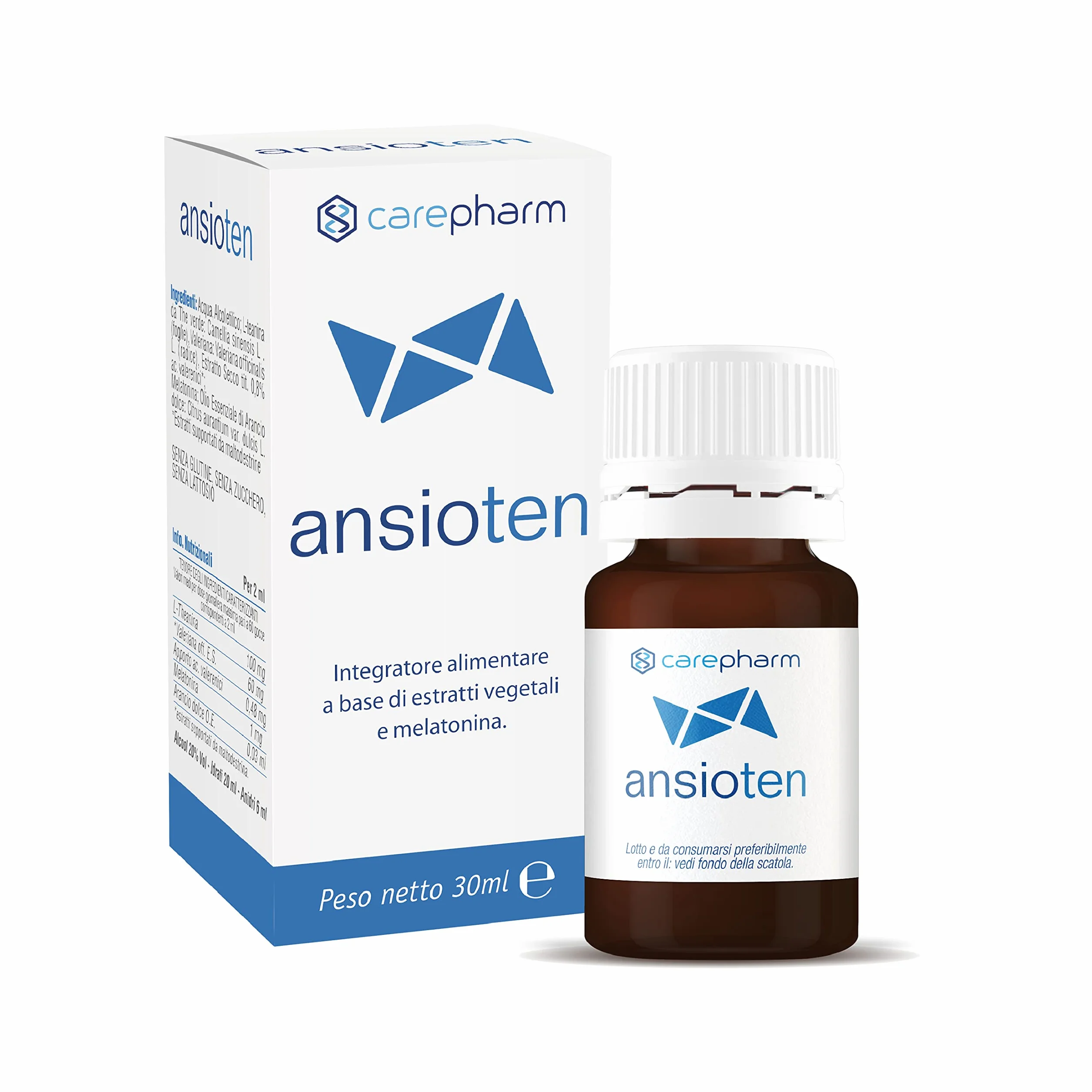 Carepharm Ansioten Integratore Alimentare Liquido Rilassamento Sonno Stress Senza Zuccheri Lattosio 30 ml