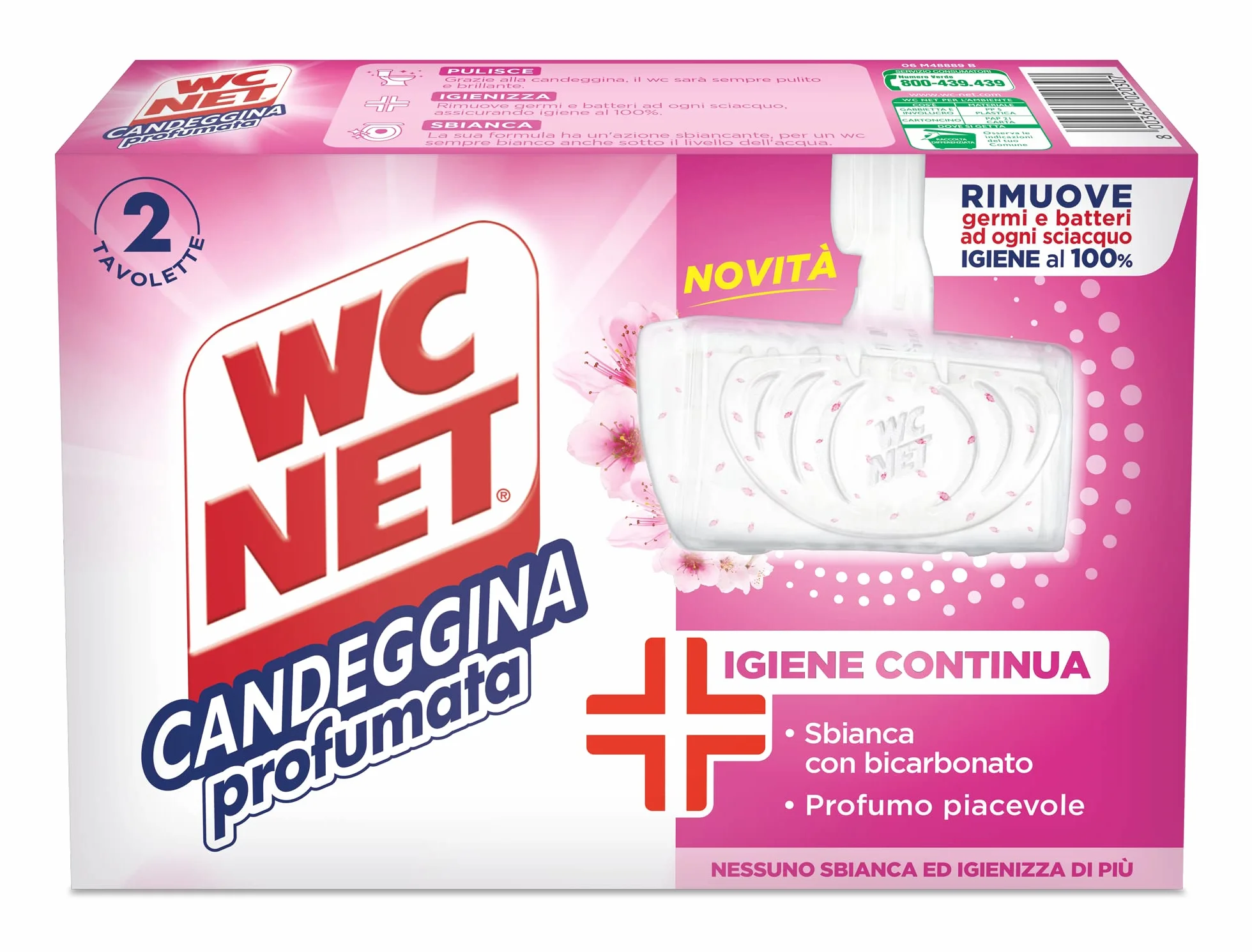 Wc Net Tavoletta Candeggina Profumata Igiene Continua Detergente Igienizzante Solido per WC 2 Pezzi x 12 Confezioni