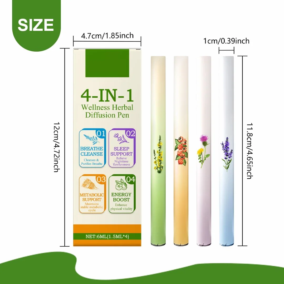 Set Da 4 Pezzi Diffusore Di Erbe Aromatiche Con Verbasco, Profumo Di Lavanda Timo e Menta Per La Pulizia Dei Polmoni, Rinfrescante Comfort Della Bocca