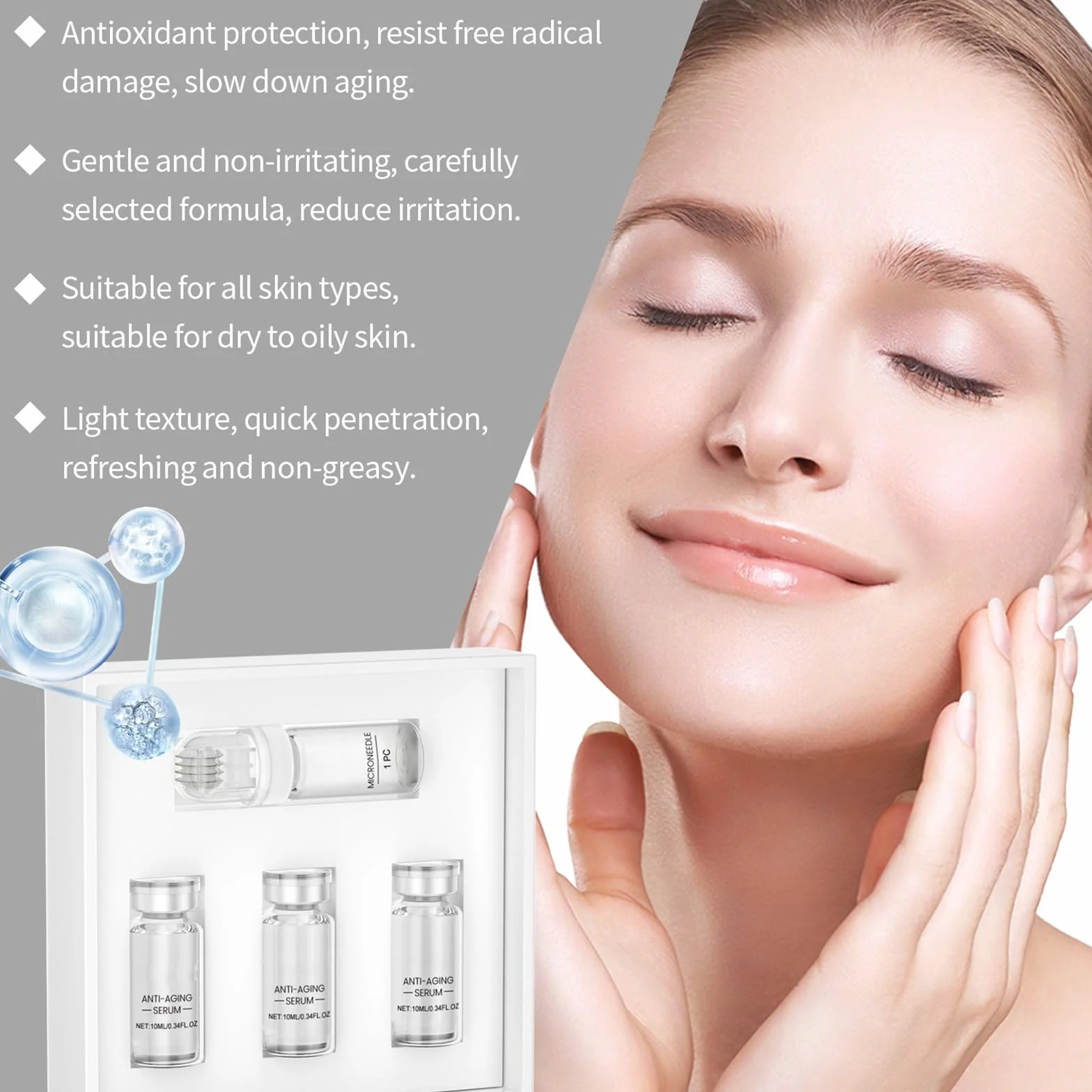 Set microinfusioni acido ialuronico anti-rughe per viso e labbra