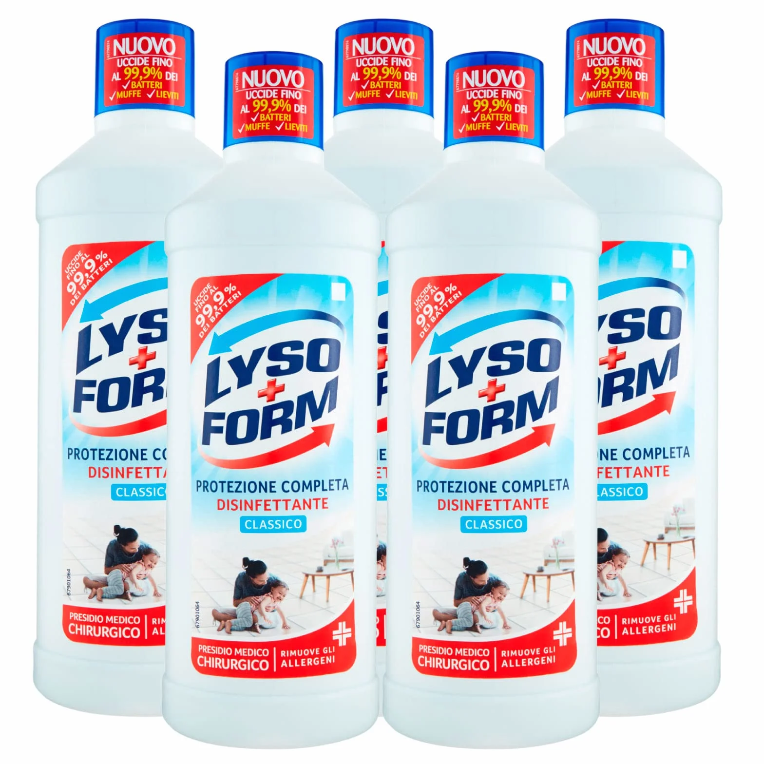 Lysoform Protezione Completa Disinfettante Classico Pavimenti Presidio Medico Chirurgico 5 Flaconi 1,25 L
