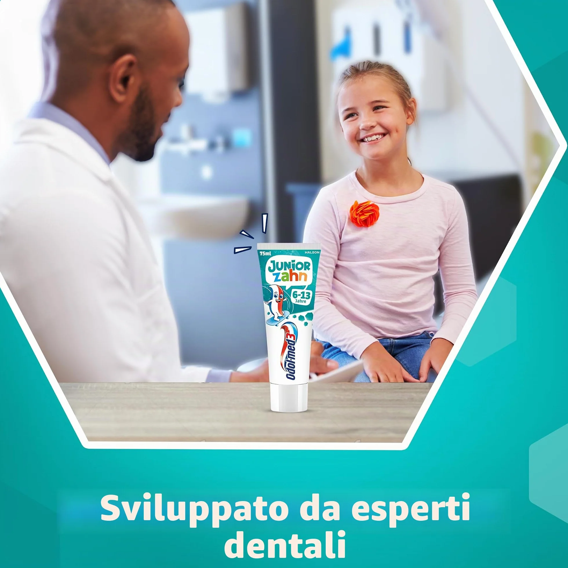 Odol-med3 dentifricio dentifricio per bambini dai 6 anni in su, per proteggere denti da latte e denti permanenti, 75 ml