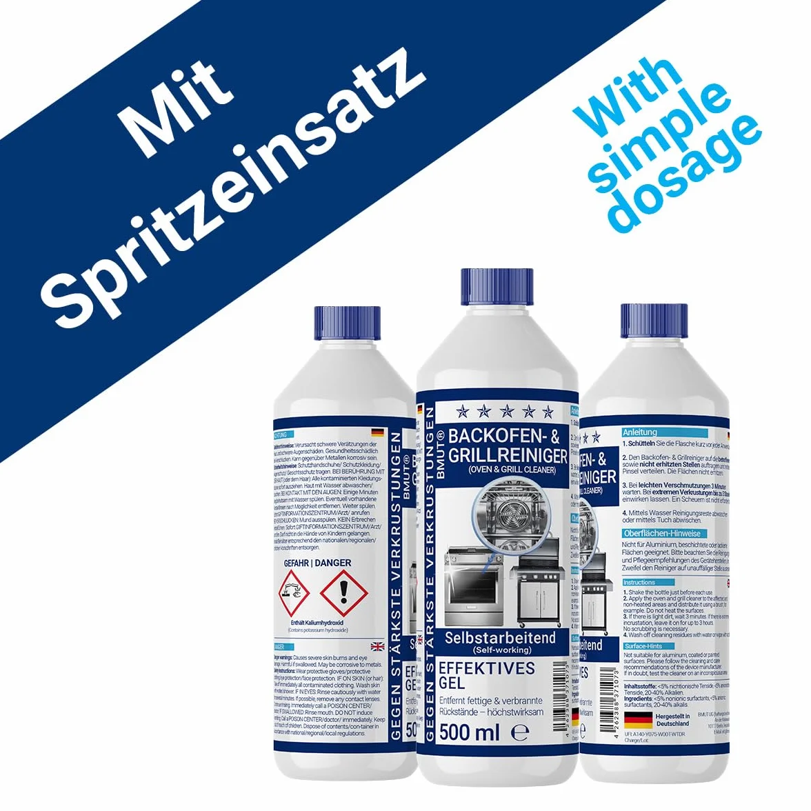 Detergente per forno extra forte 1000ml gel pasta con pennello autopulente 2x500ml