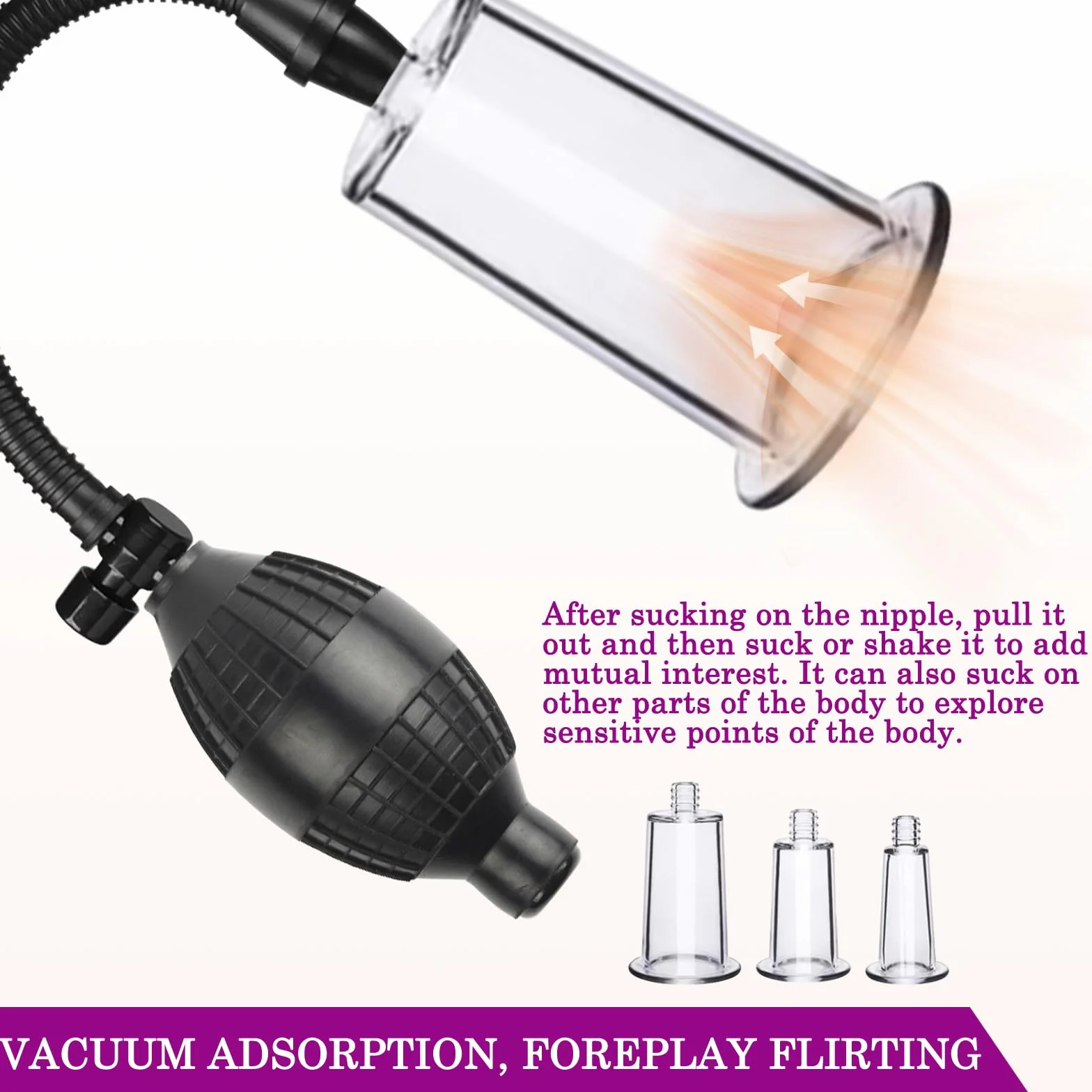 BDSMLOVE Pompa per Vagina Giocattolo Erotico per Donne, Pompa per Figa Clitoride Pompa per Vuoto Ventosa per Capezzoli con 5 Ventose Potenti, Set di Giocattoli Sessuali per Coppie