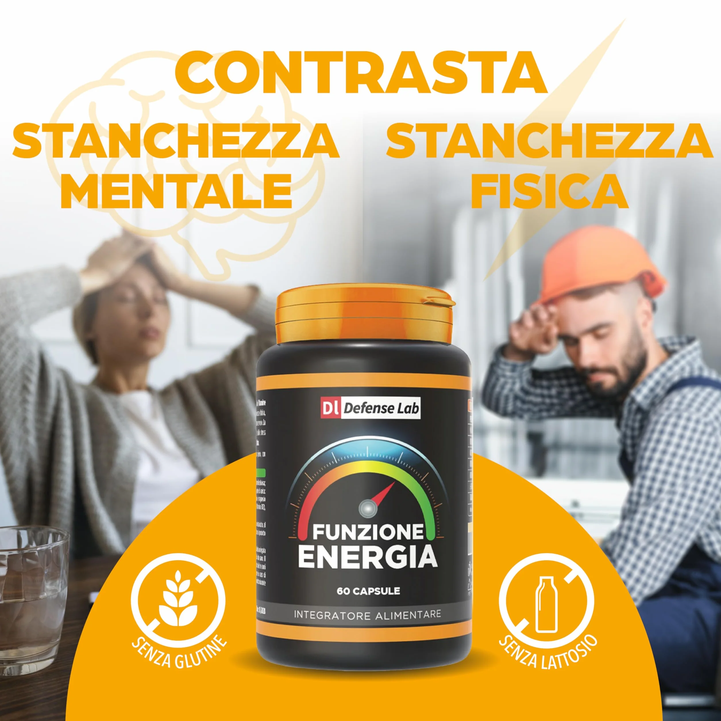 FUNZIONE ENERGIA Integratori Stanchezza Magnesio Bisglicinato Carnitina Taurina Vitamine Acido Folico 60 Capsule