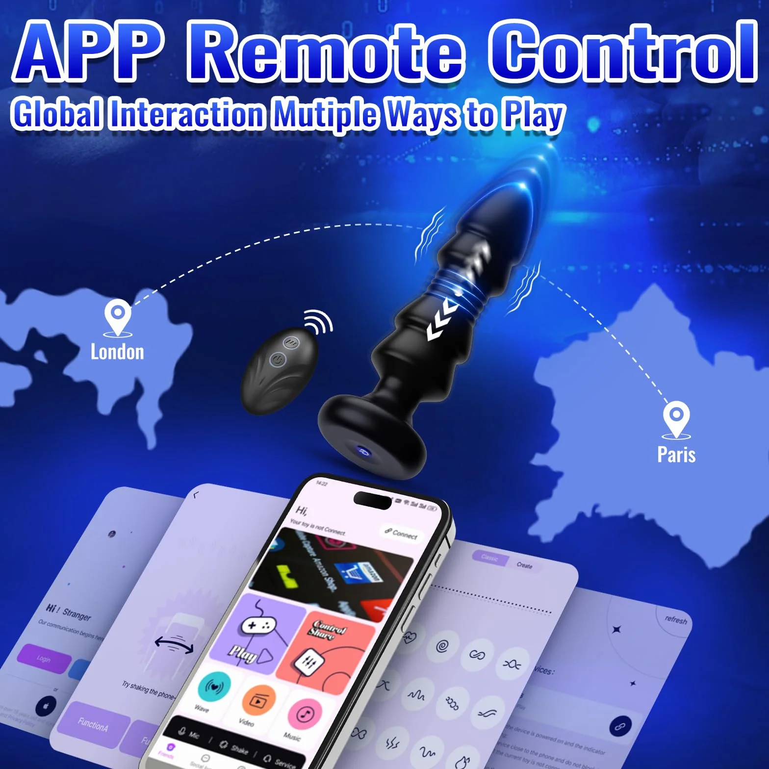 Giocattoli sessuali anali con spinte - Giocattoli anali con APP, telecomando, vibratore per punto G, palline anali con 12 massaggiatori prostatici vibranti e a spinta