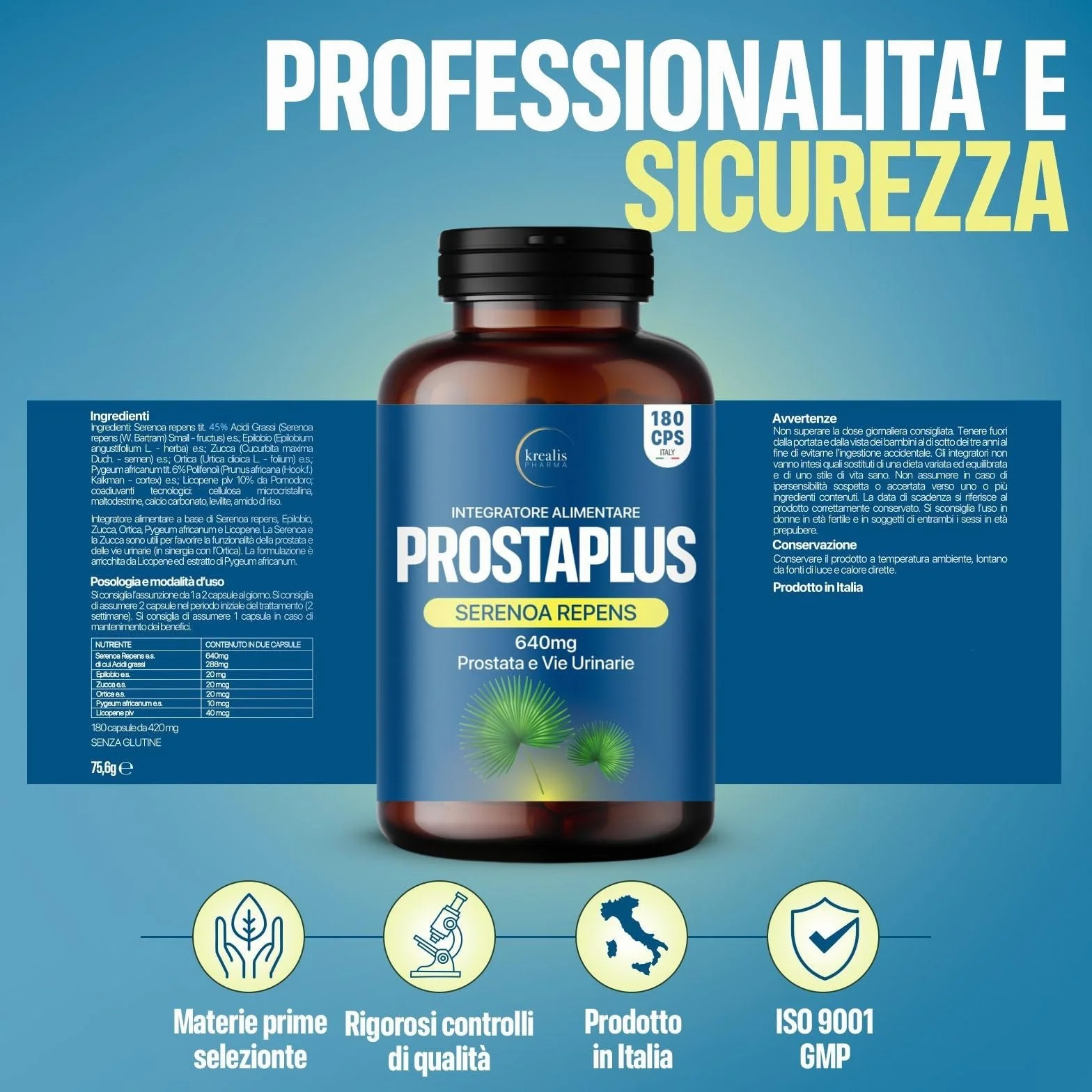 Serenoa Repens 640mg 180 Capsule Saw Palmetto Prostata Integratore Formula Potente 6 Estratti Benessere Uomo