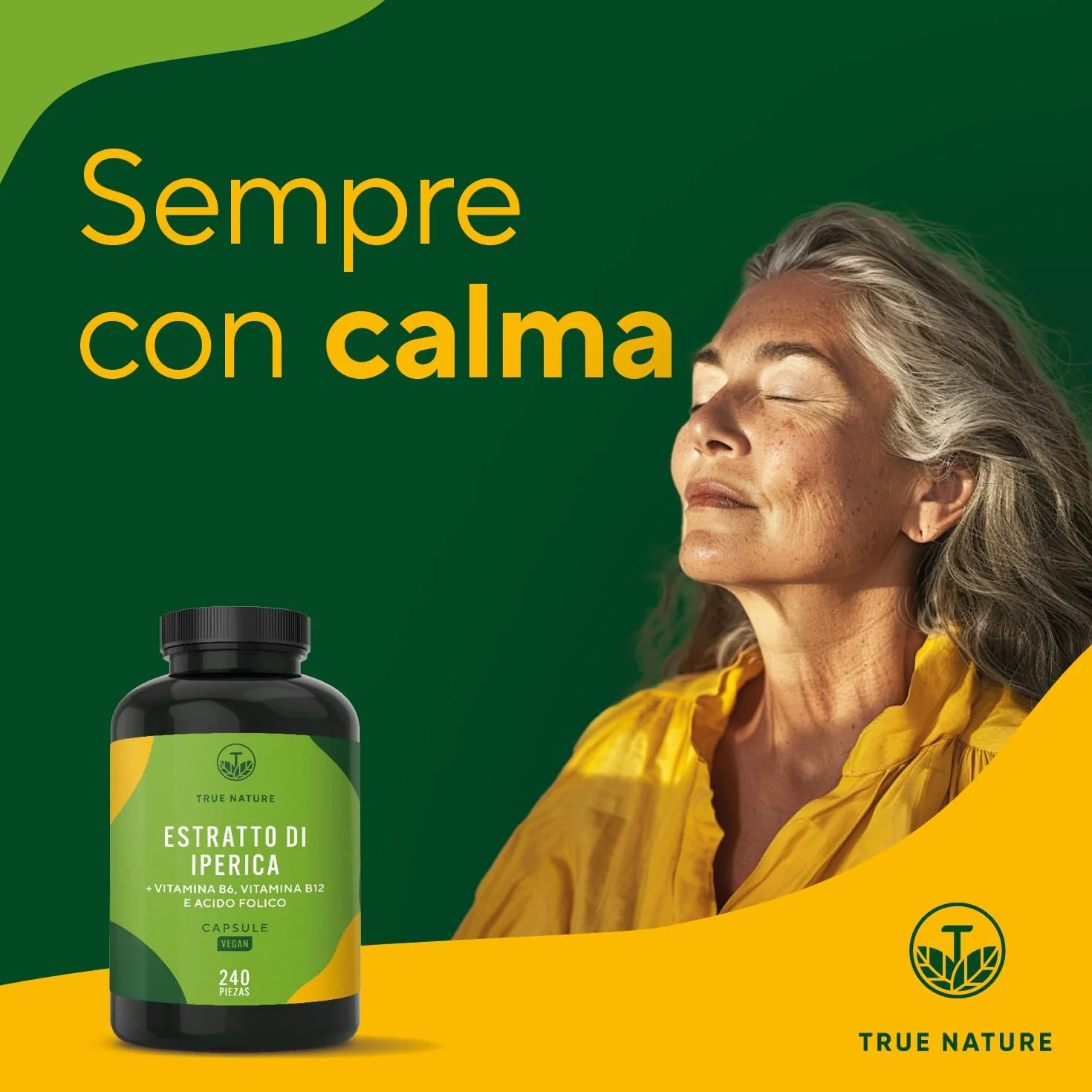 Capsule di iperico ad alto dosaggio - 240 capsule con le vitamine B6, B12 e acido folico - 5000 mg di iperico per capsula (estratto 10:1) - ipericina & iperforina - Prodotto in Germania - TRUE NATURE