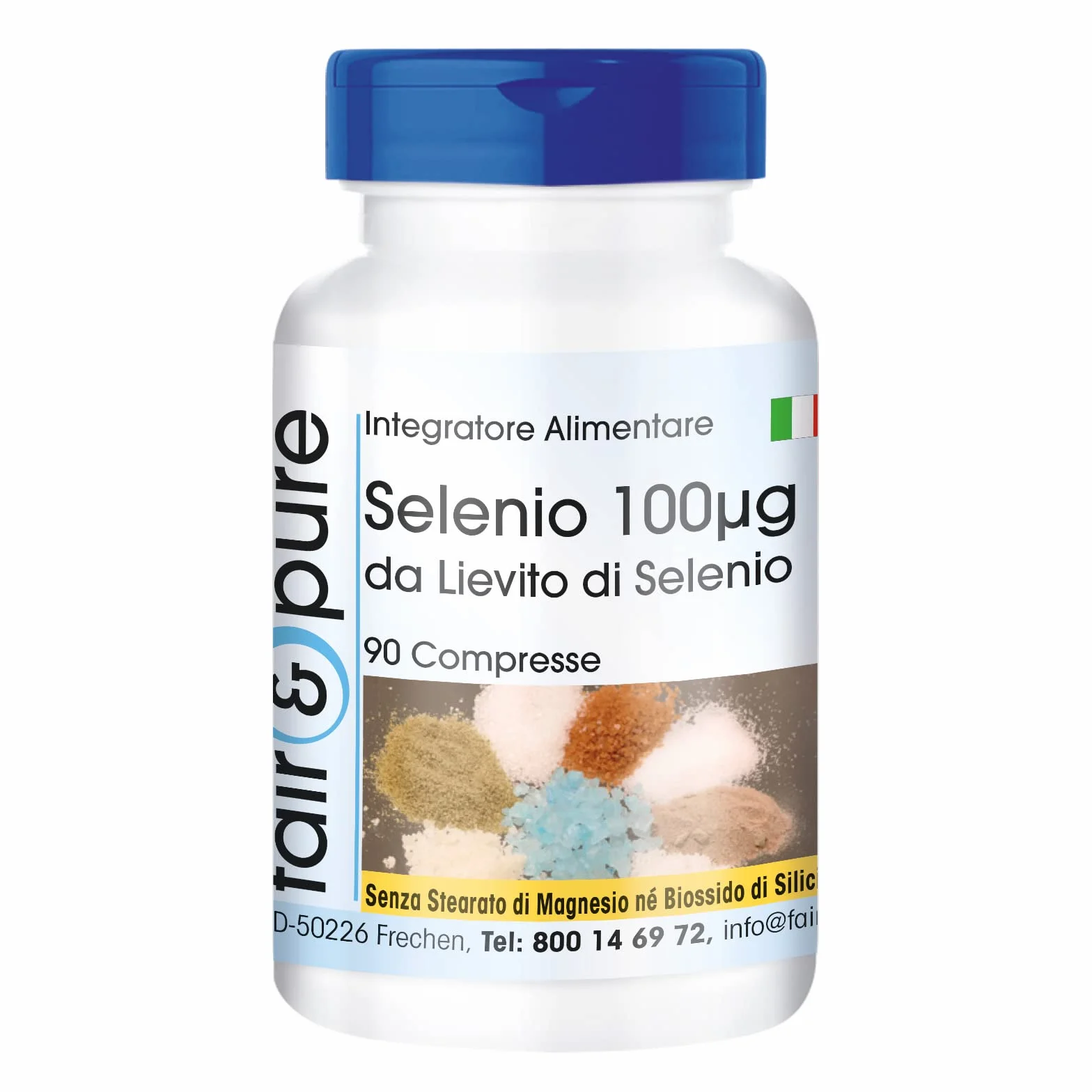 Fair & Pure® - Selenio 100µg - Lievito di selenio in polvere - Vegan - 90 Compresse
