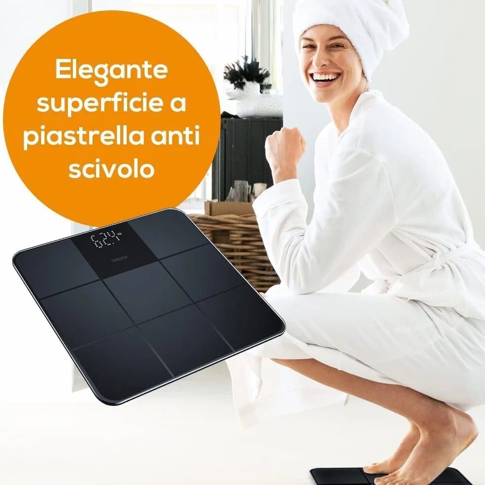 Beurer GS 235 Bilancia Pesapersone Digitale Vetro Silicone Antiscivolo Display Magic 180 kg Nero