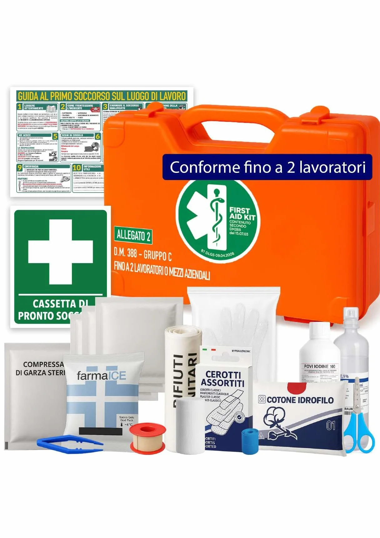 ONFARMA FARMA3 Cassetta pronto soccorso completa DM 388 allegato 2 per aziende fino a 2 lavoratori