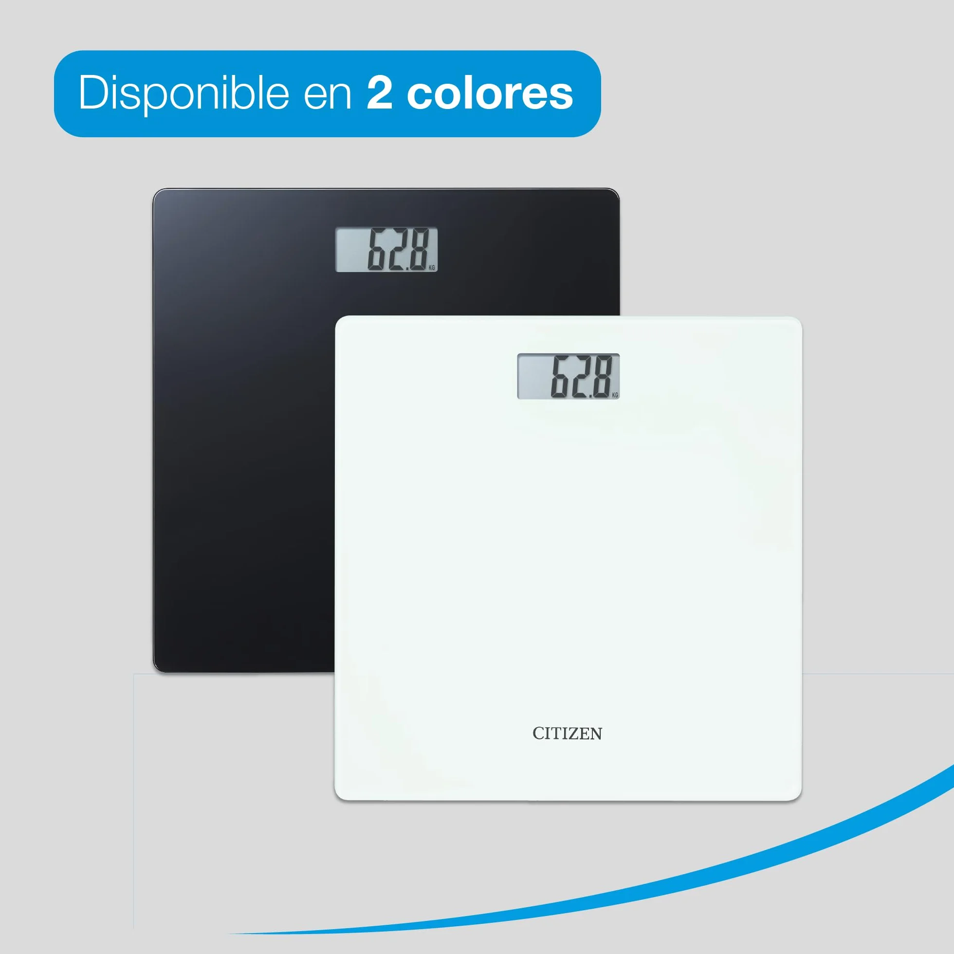 Citizen Bilancia Pesapersone Digitale Vetro Temperato 0,1 kg Display LCD Grande Step-On Design Ultrasottile 22 mm Bianco