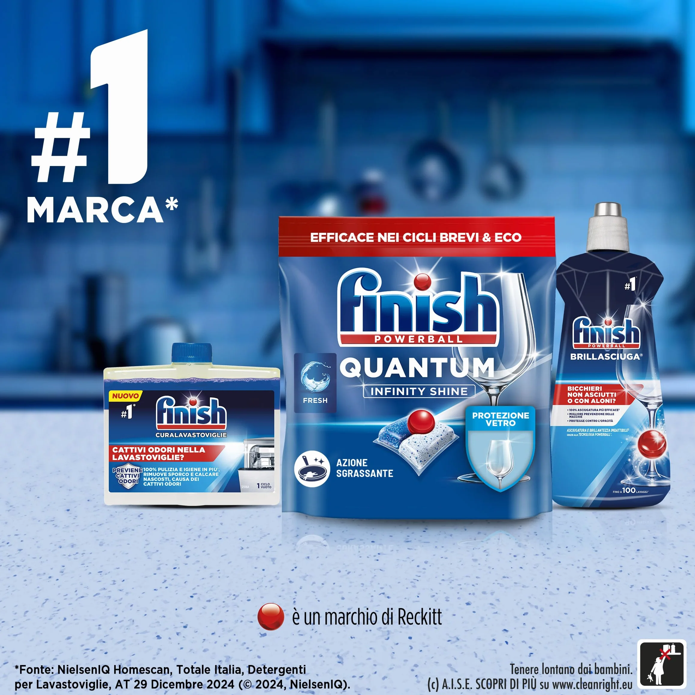 Finish Quantum Infinity Shine Pastiglie Lavastoviglie, 166 Capsule Lavastoviglie, Detergenti per Lavastoviglie