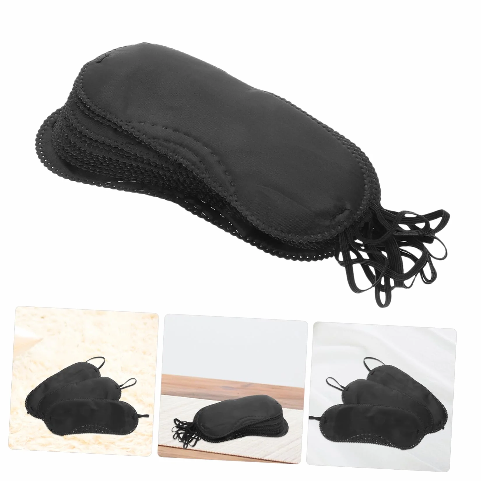 Maschera per Gli Occhi da Gioco in Tessuto Morbido Regolabile Nero 18.5x7.5cm 12 Pezzi