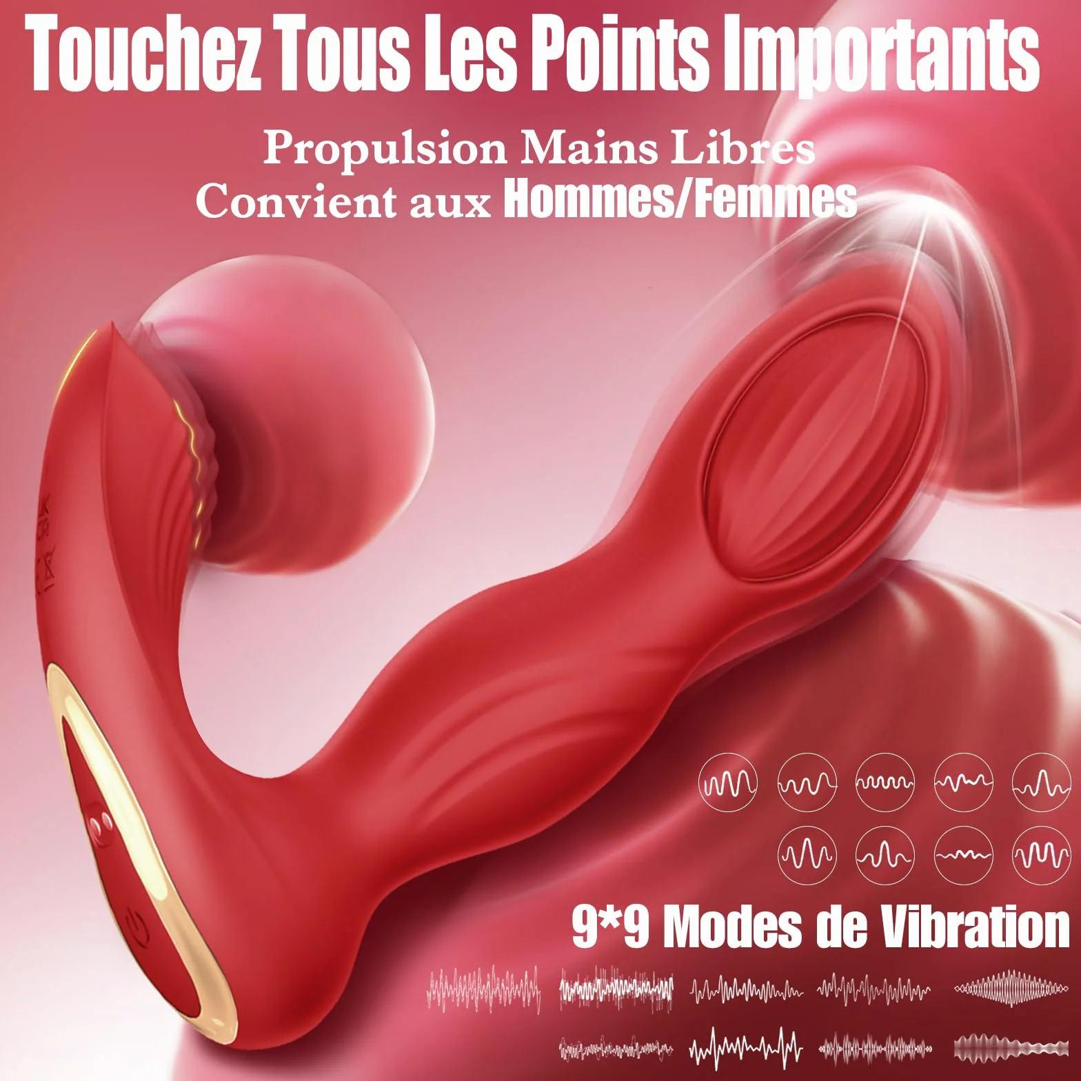 Vibratoreper Donna Uomo Professionale Sexytoysys Plug Anale-Dilatatore Donna Uomo Sex Toys Sessuali Vibratore per Uomini APP Dildo Anale 9*9 Modalità Vibratori Stimolatore Clitoride Femminile(Rosso)