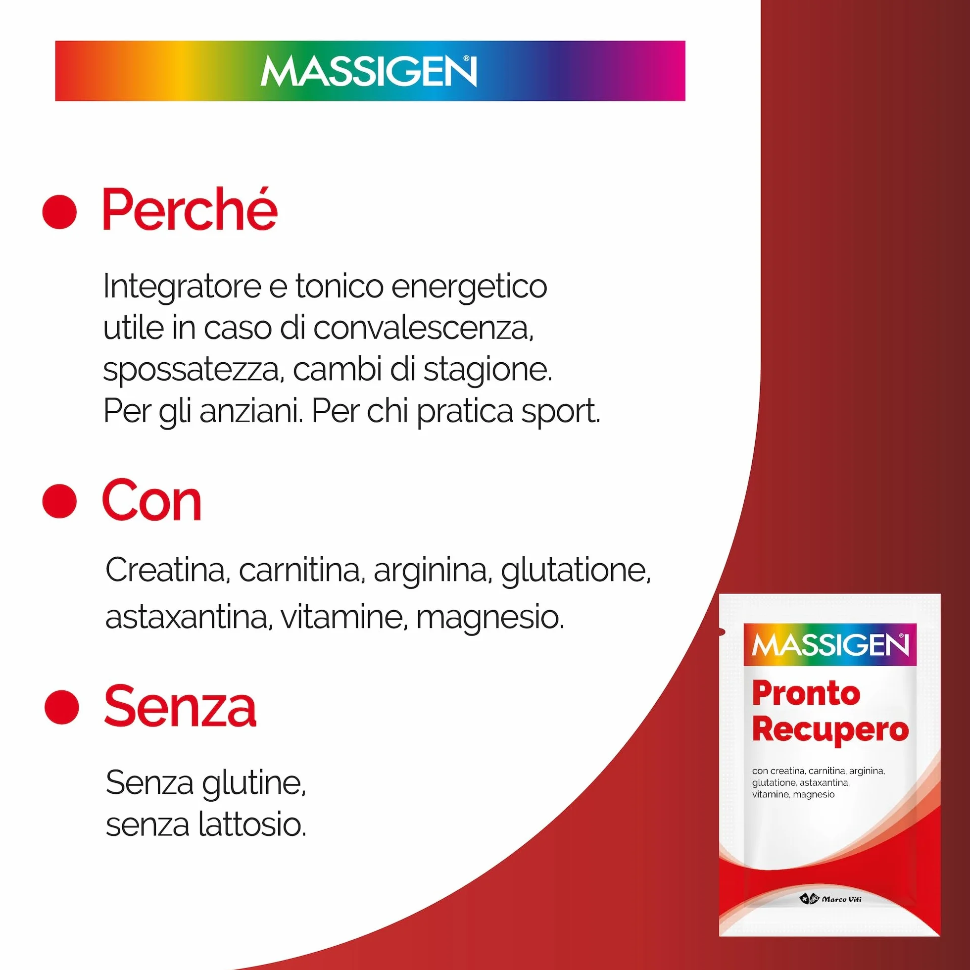 MASSIGEN Pronto Recupero Integratore Alimentare in Polvere - creatina, carnitina, arginina