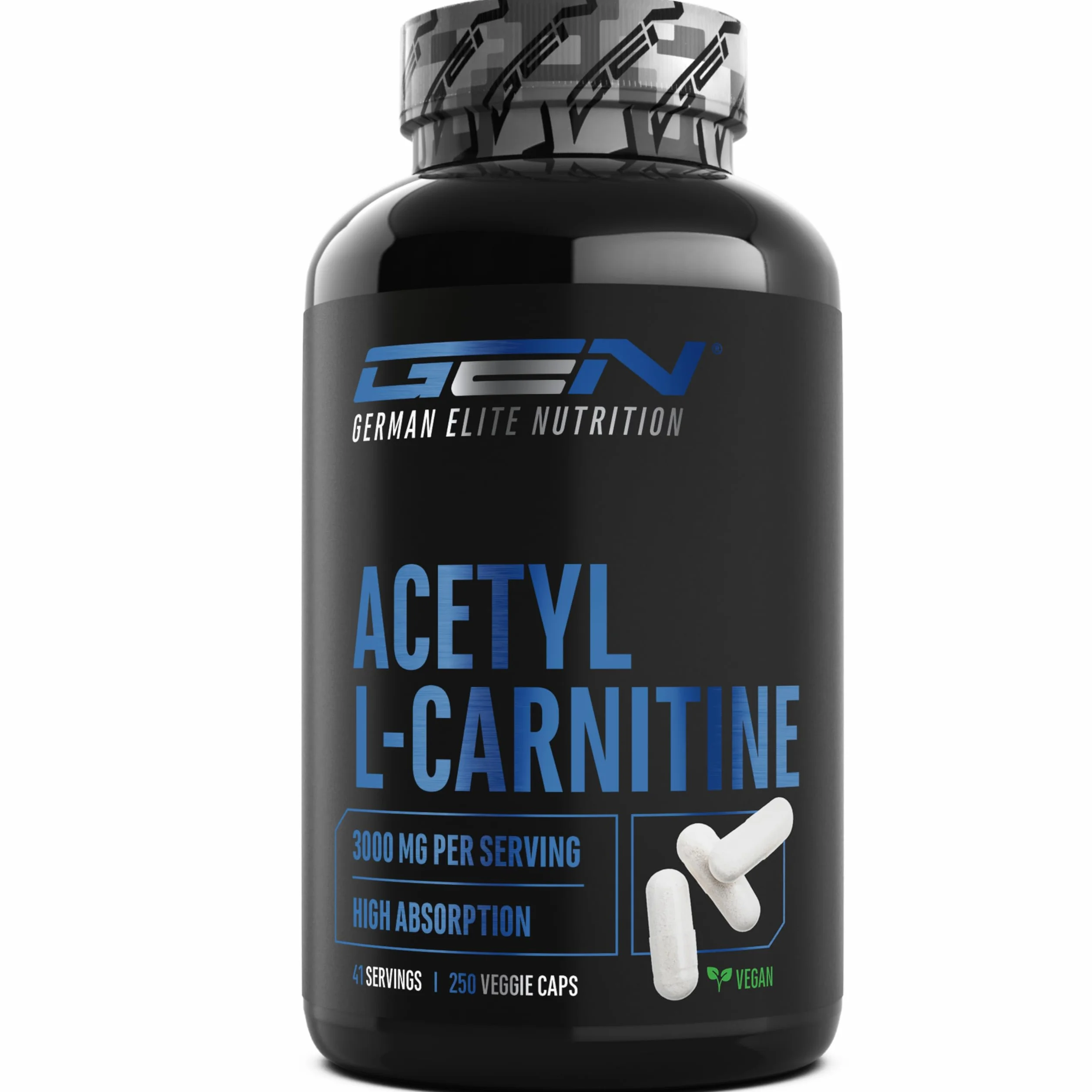 Acetyl-L-carnitina 250 capsule vegane 3000 mg per porzione giornaliera forma acetilata di L-carnitina ad alto dosaggio